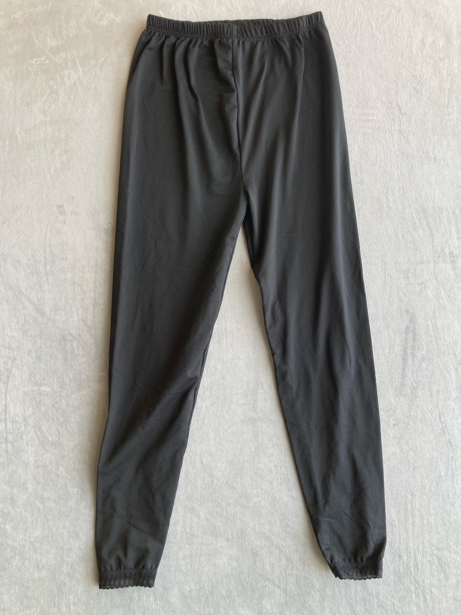 Black Cotton-Blend Fleece-Lined Leggings Size 2XL