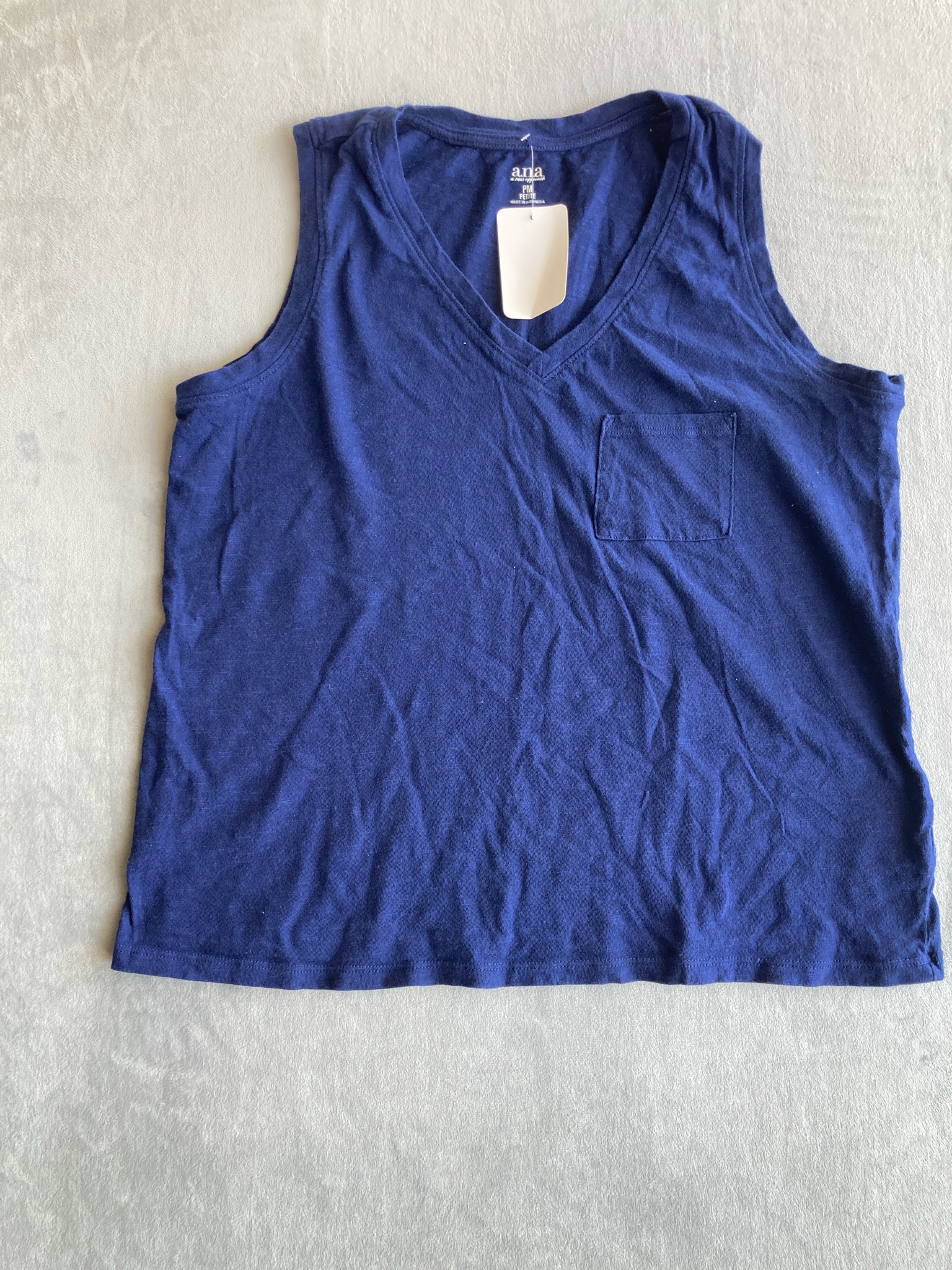 a.n.a Navy Jersey Knit Tank Top Size PM