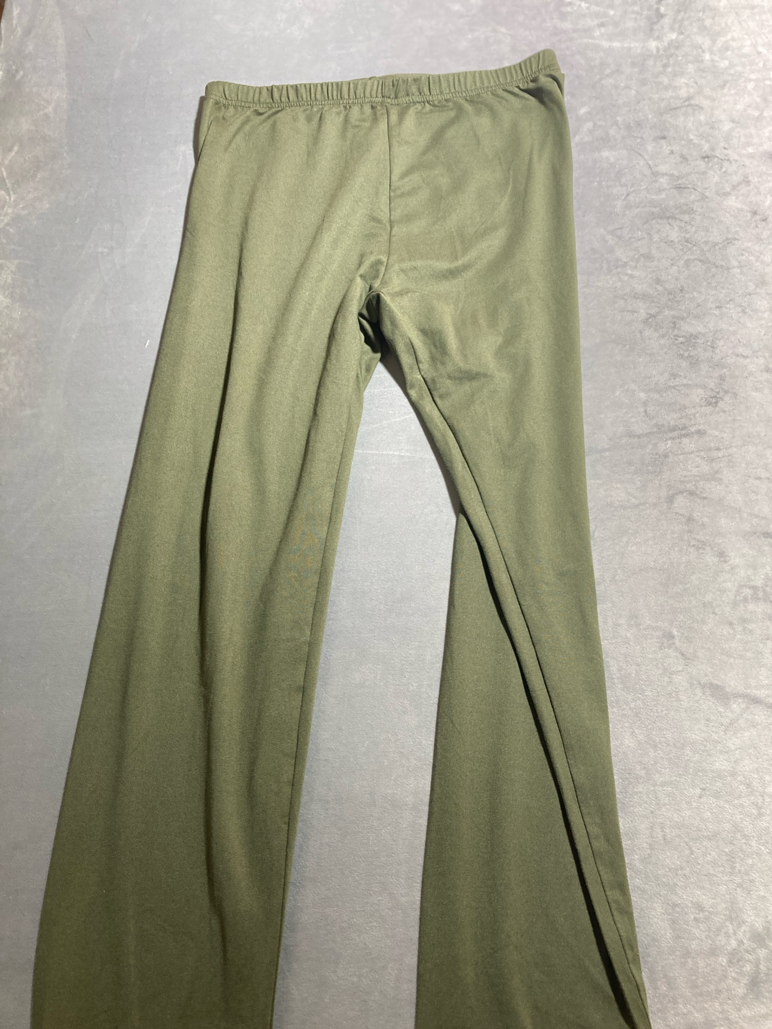Olive Green Stretch Knit Flared Leggings