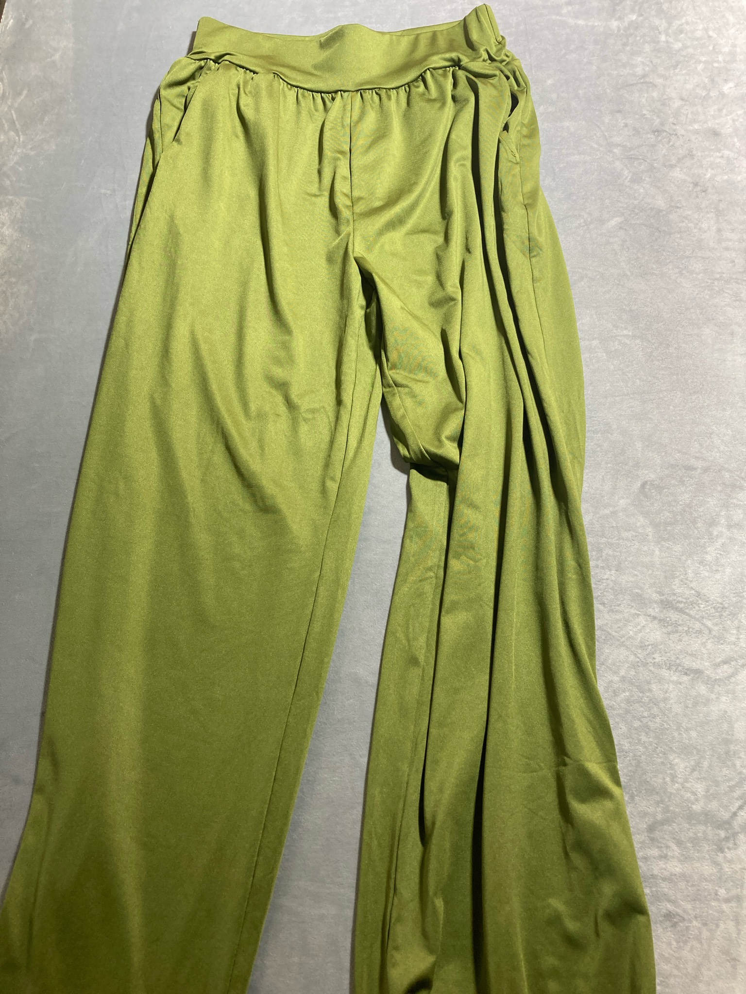 Olive Green Drapey Woven Wide-Leg Pants