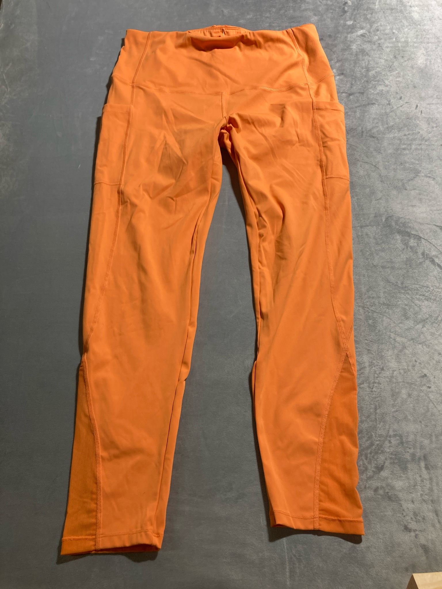 Bright Orange Stretch Synthetic Leggings
