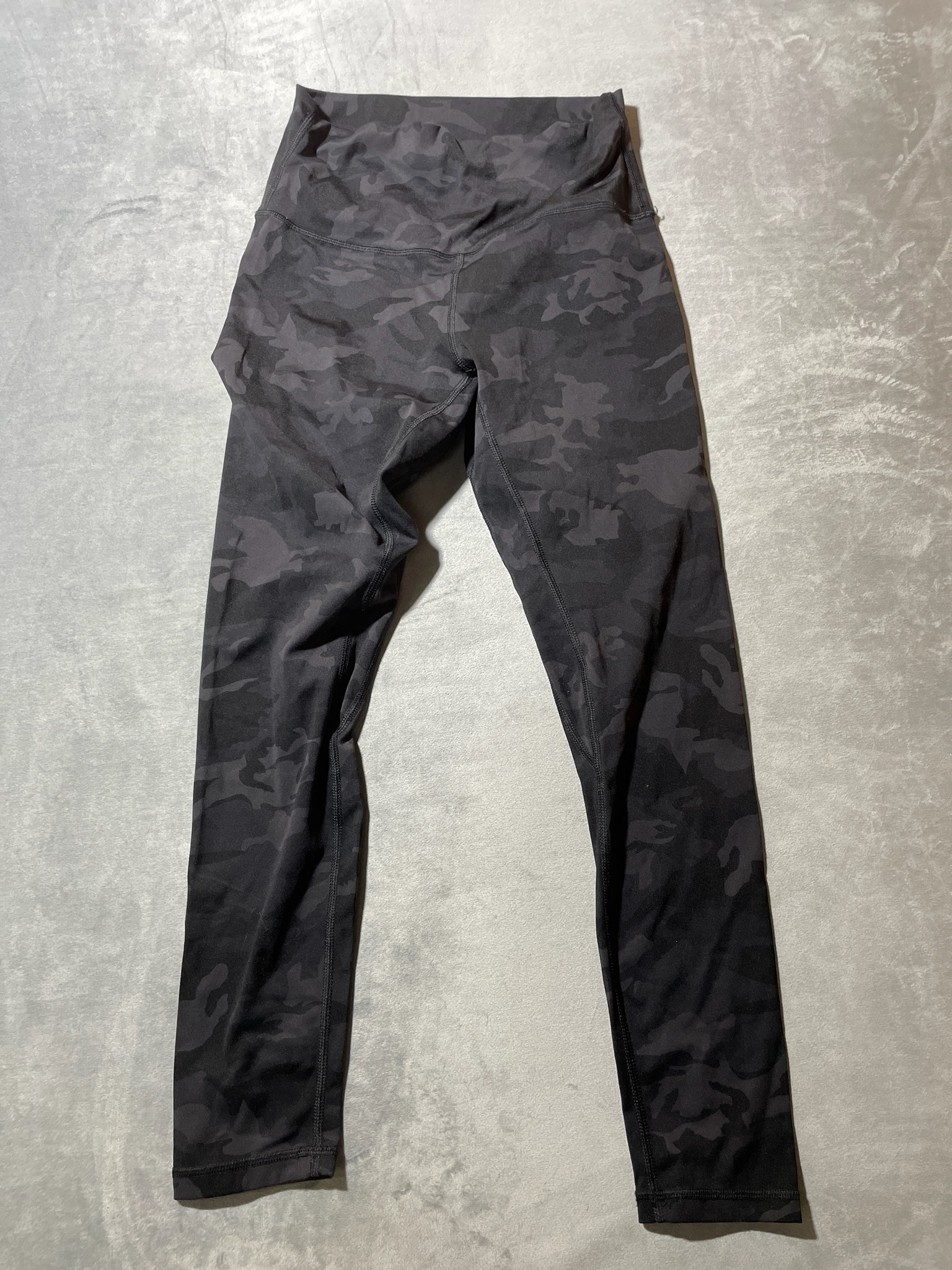 Black Charcoal Tonal Camo Stretch Knit Leggings
