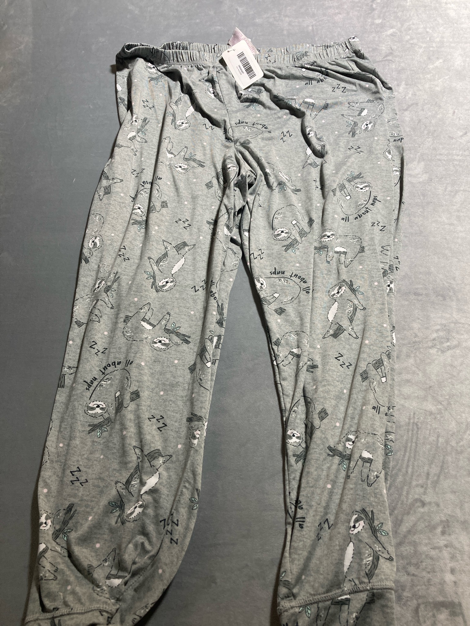 Heather Gray Sloth Print Soft Knit Pajama Pants