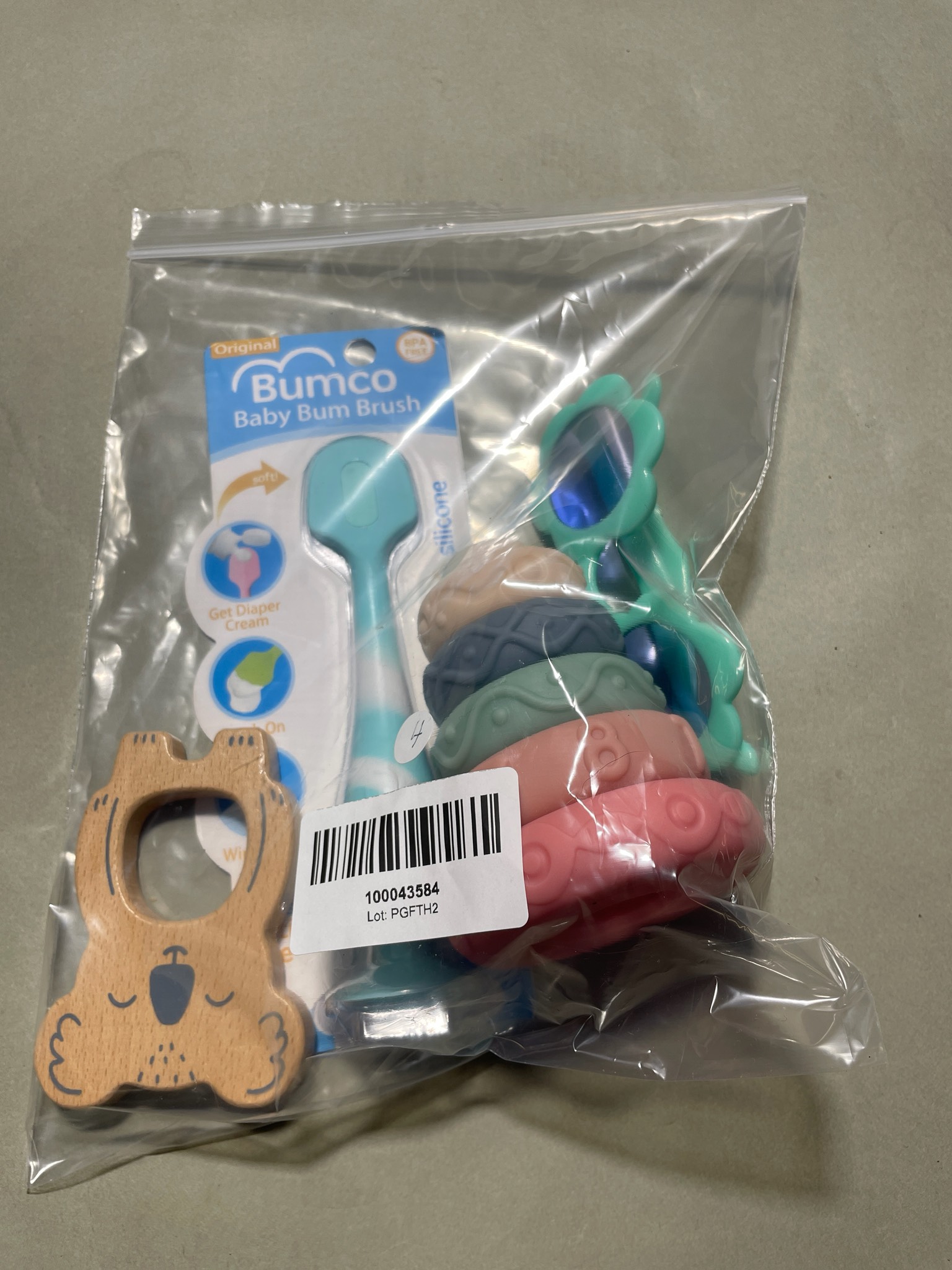 Bumco Pink Teal Purple Silicone Baby Care Set