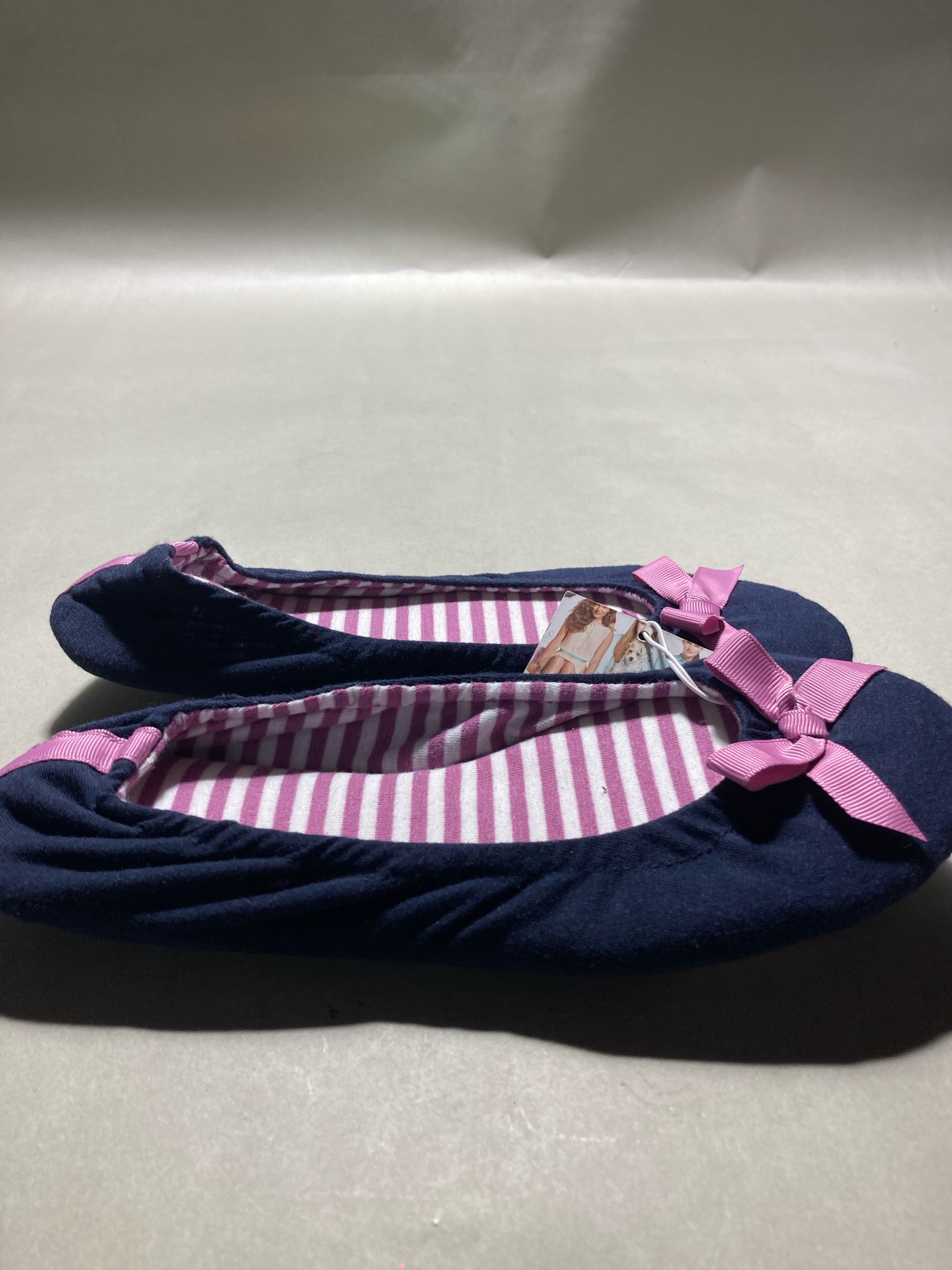 Navy Bow Ballet Slippers