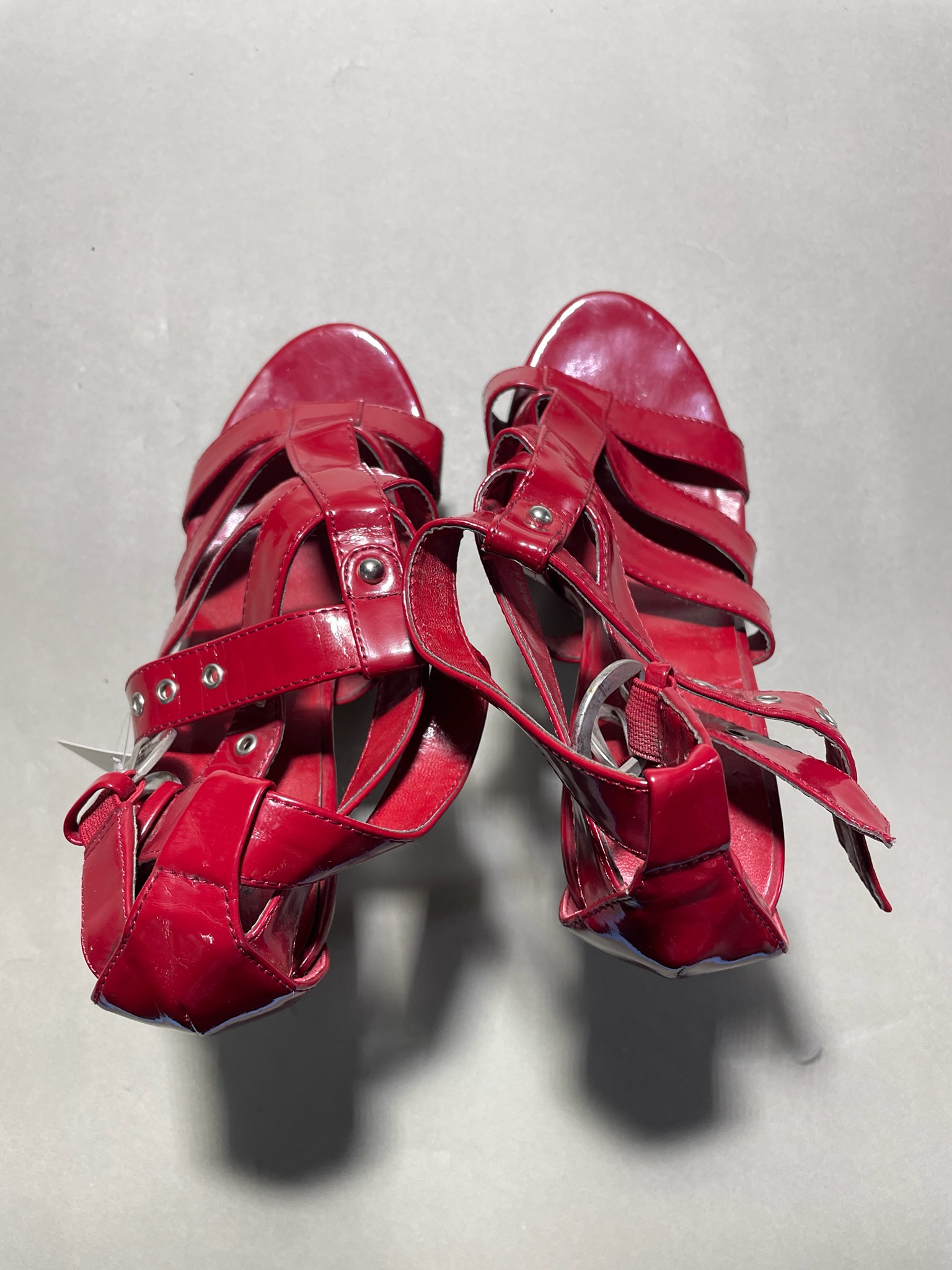 Paprika Red Patent Strappy Platform Sandals Size 7.5