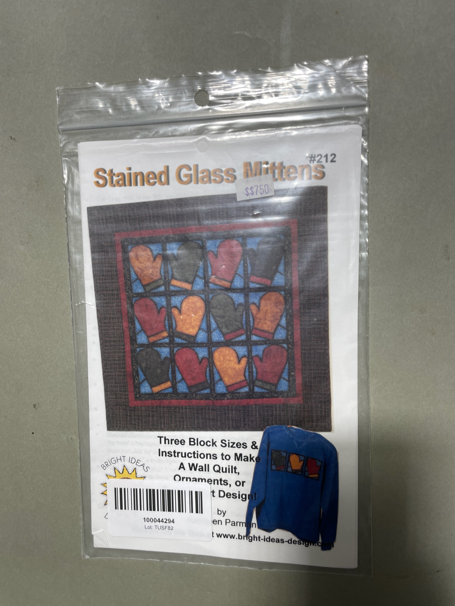 Bright Ideas Design Co. Stained Glass Mittens Quilt Pattern Size 28" square