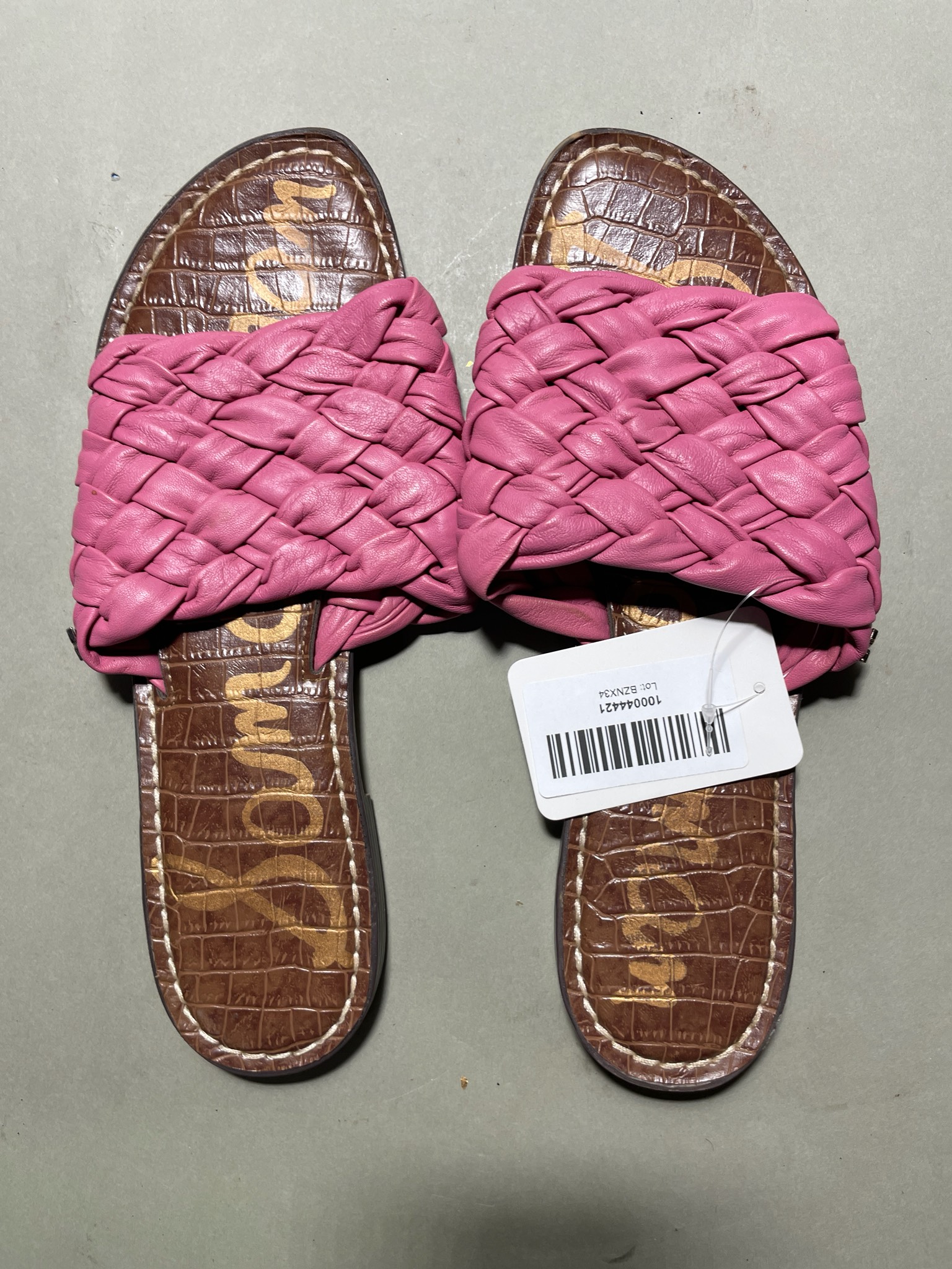 Sam Edelman Pink Leather Braided Slide Sandals Size US 9M