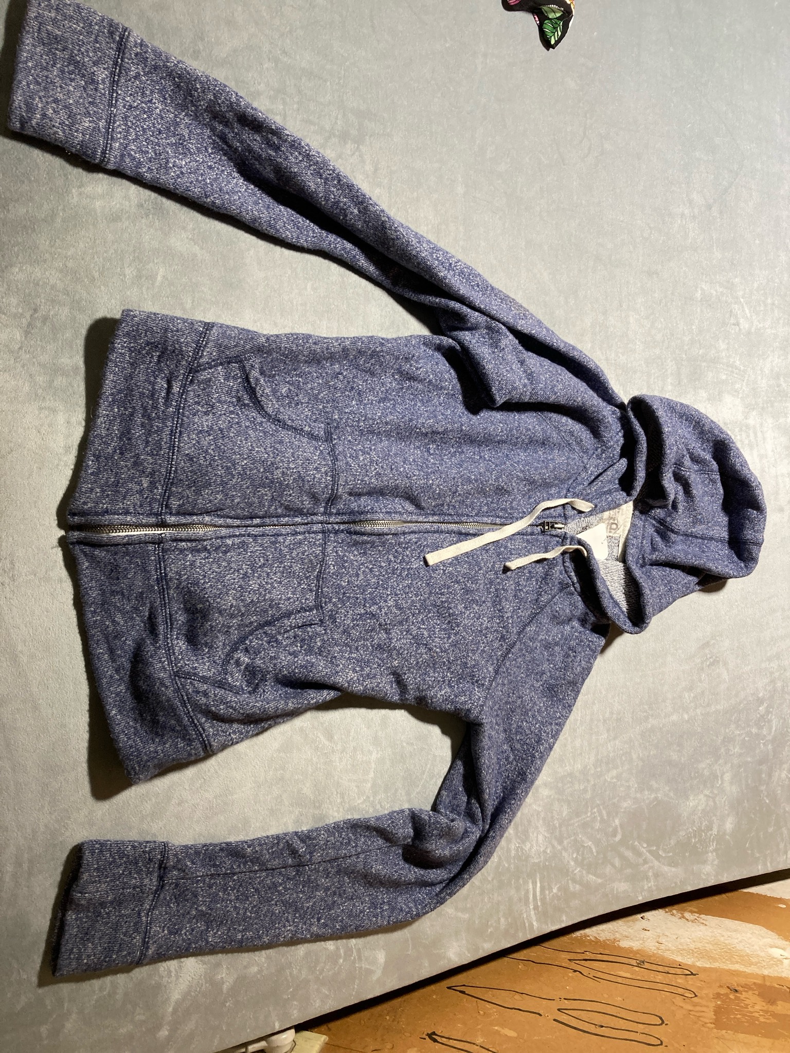 Ricco Blue Heather Cotton-Blend Zip-Up Hoodie Size Medium