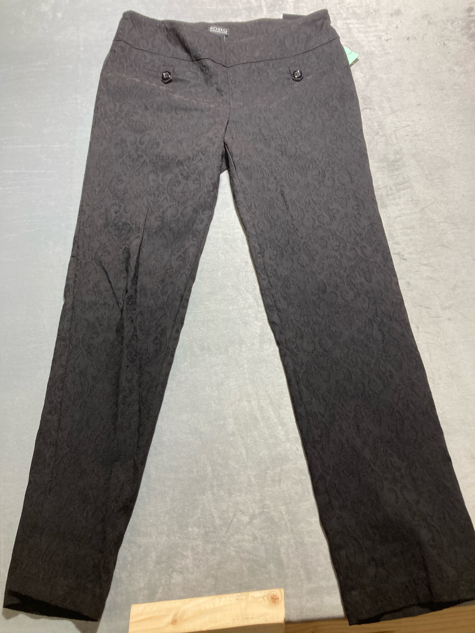 SOHO APPAREL LTD Black Jacquard Rayon Blend Pants Size Petite