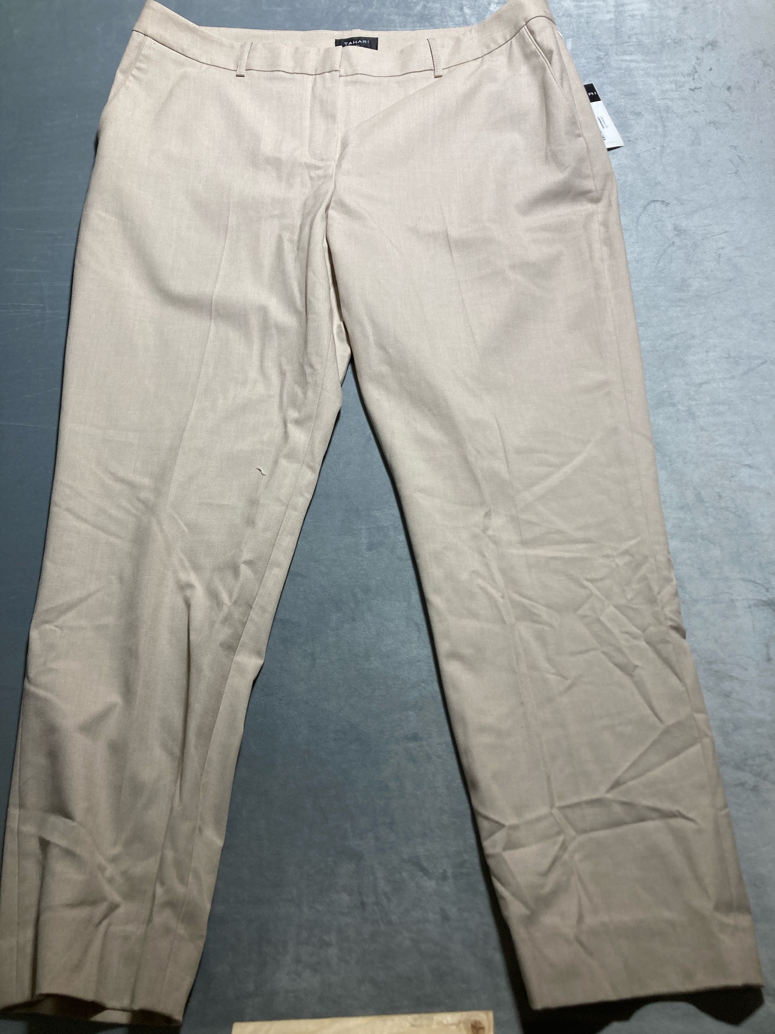 Tahari Beige Polyester-Viscose Dress Pants Size Size 16