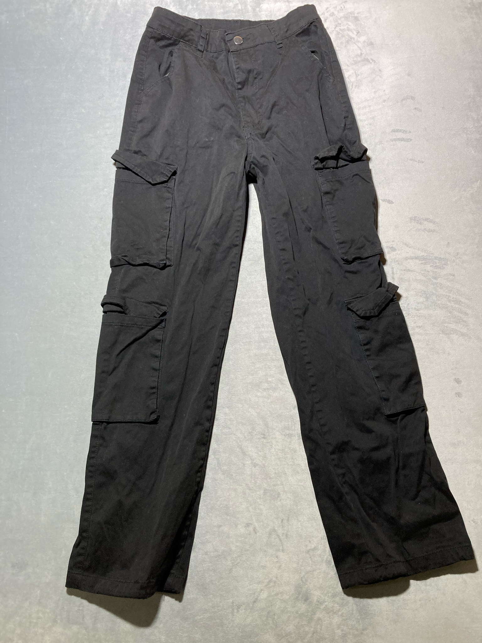 Black Cotton-Blend Cargo Pants Size S