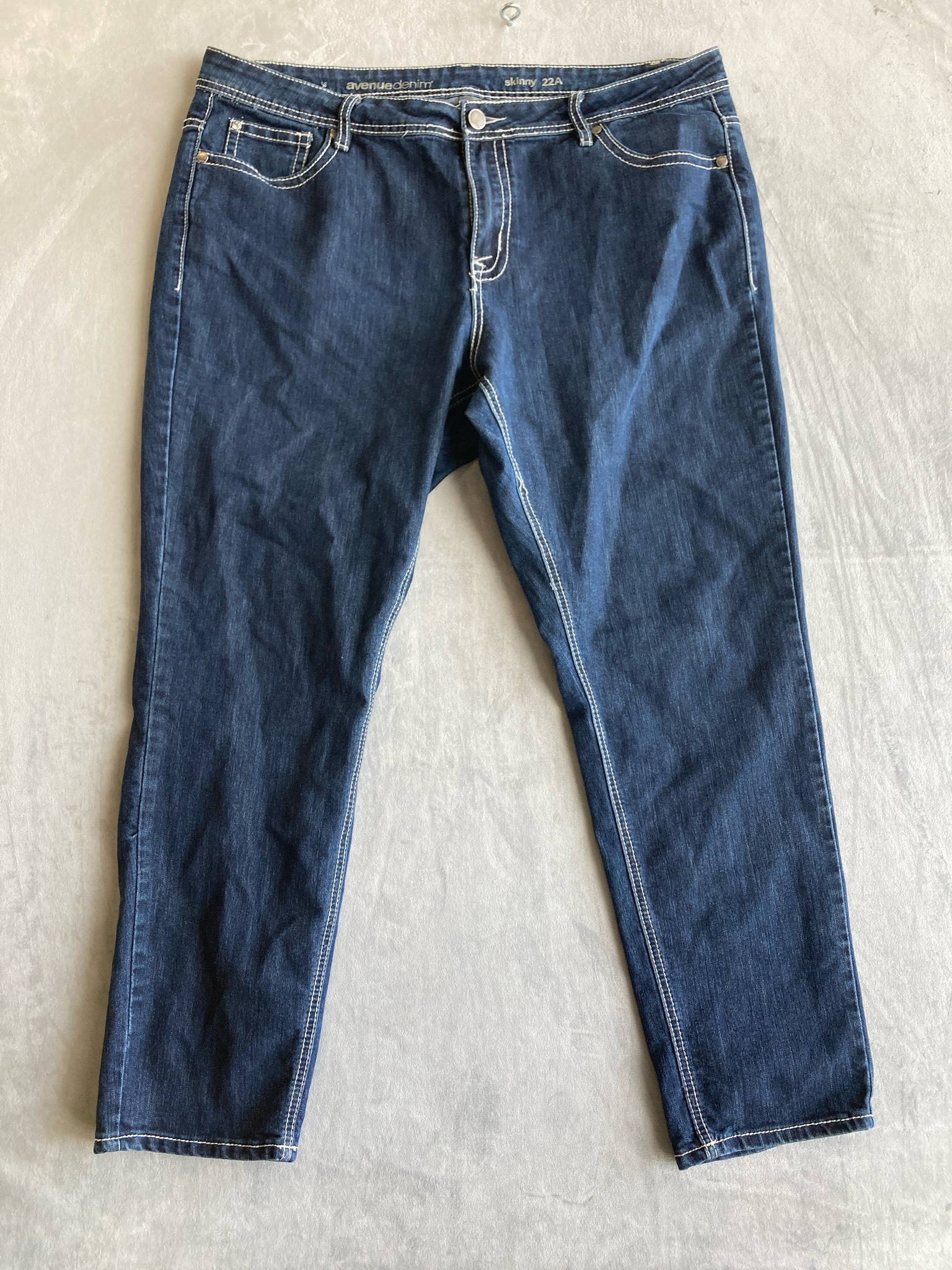 Avenue Denim Dark Blue Denim Skinny Jeans Size 22