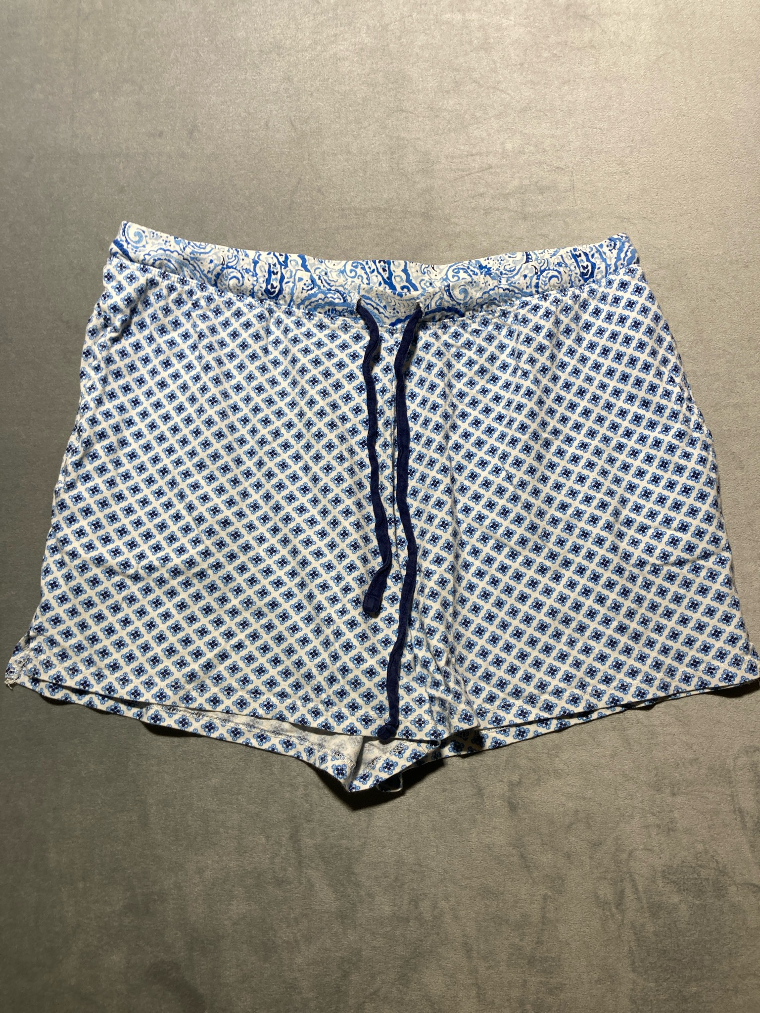 Carole Hochman White Light Blue Printed Cotton Pajama Shorts Size Small