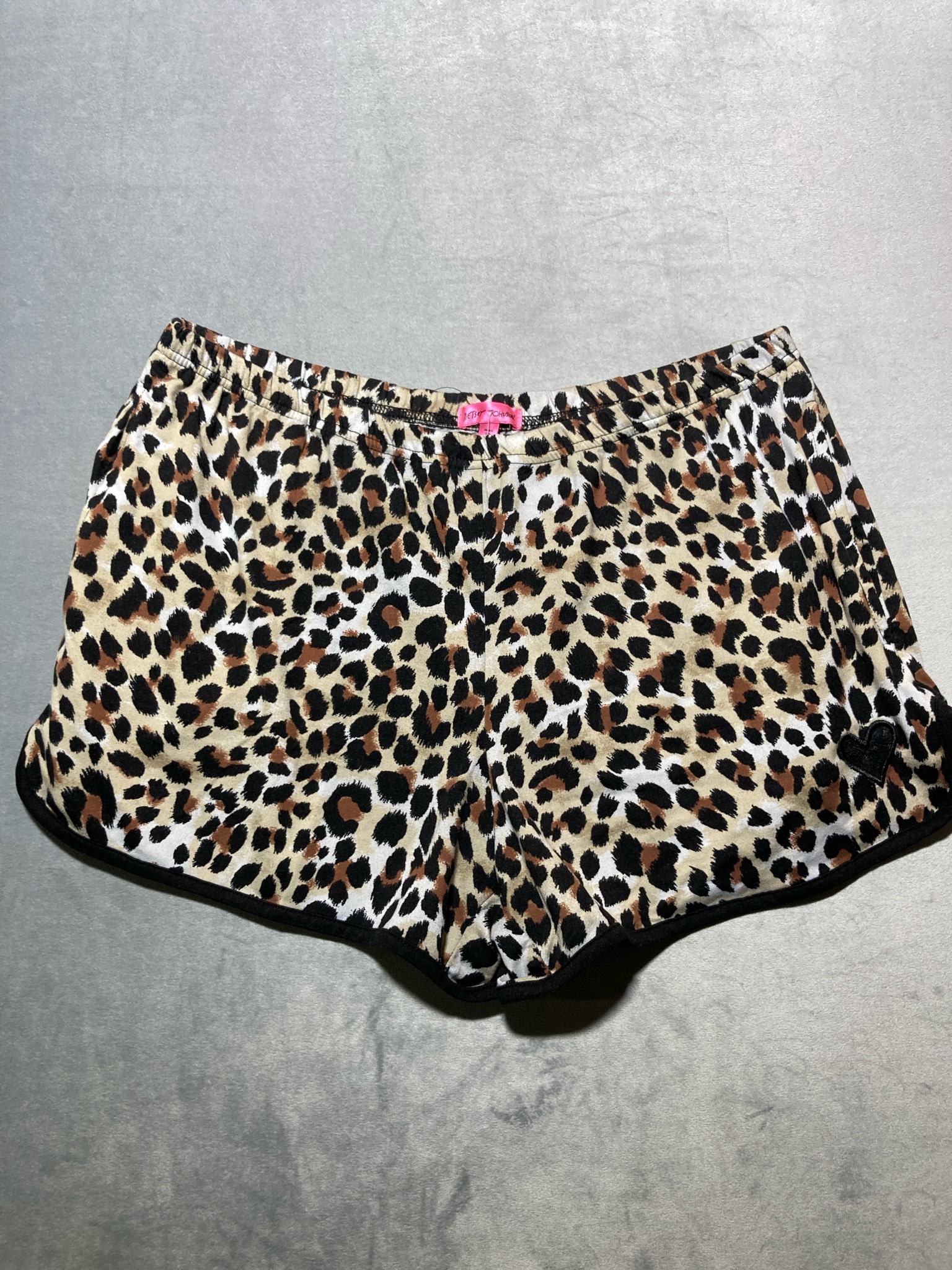 Betsey Johnson Tan Leopard Polyester-Spandex Shorts Size Small