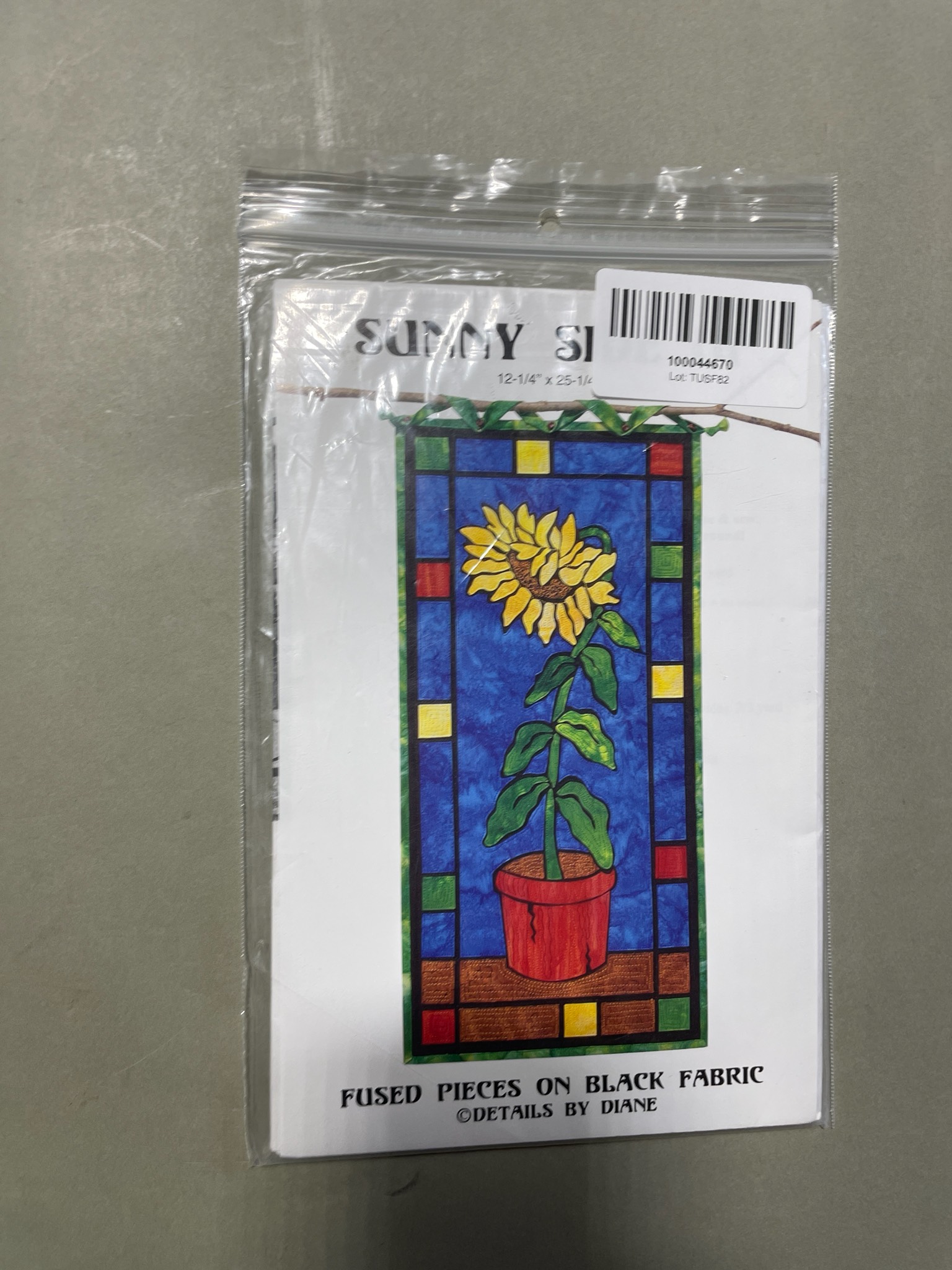 Details by Diane Blue Yellow Sunflower Panel Pattern Size 12-1/4" x 25-1/4"