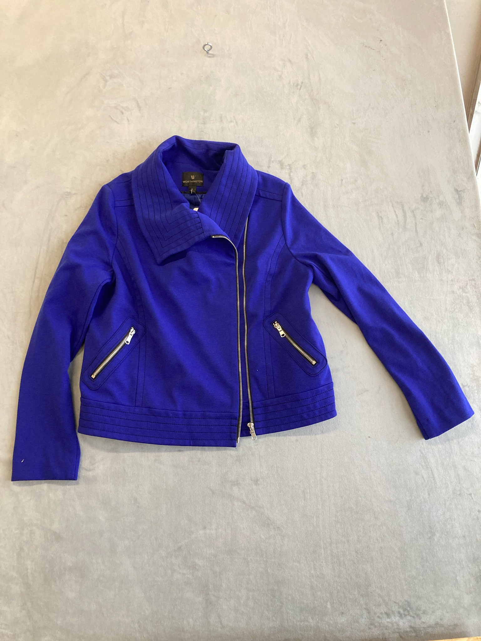 Worthington Cobalt Blue Structured Knit Jacket