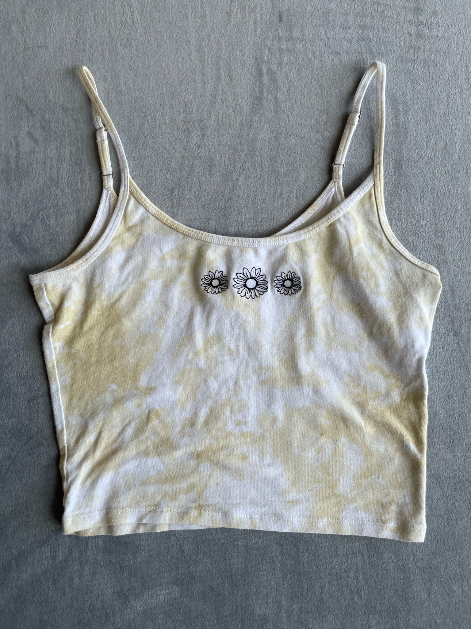 Hollister Pale Yellow and White Tie-Dye Jersey Camisole Size Small