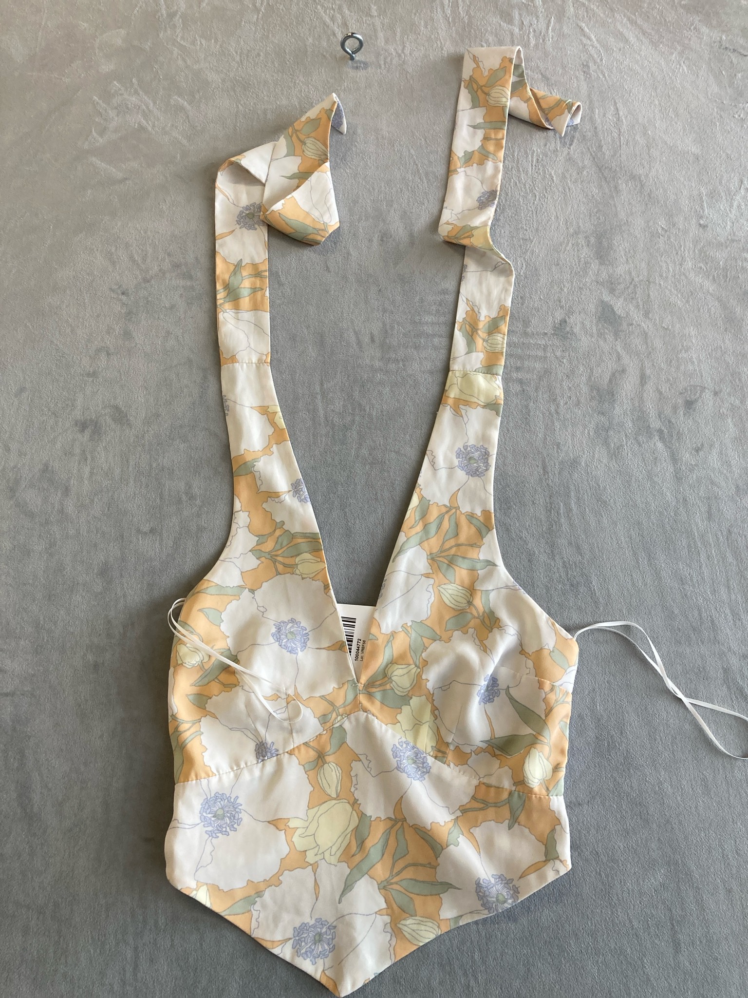 Abercrombie & Fitch Cream Floral Woven Halter Top Size XS