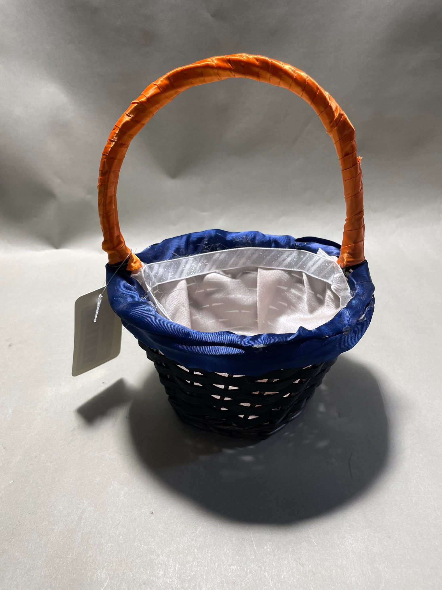 Dark Brown Wicker Fabric-Lined Basket Size Small