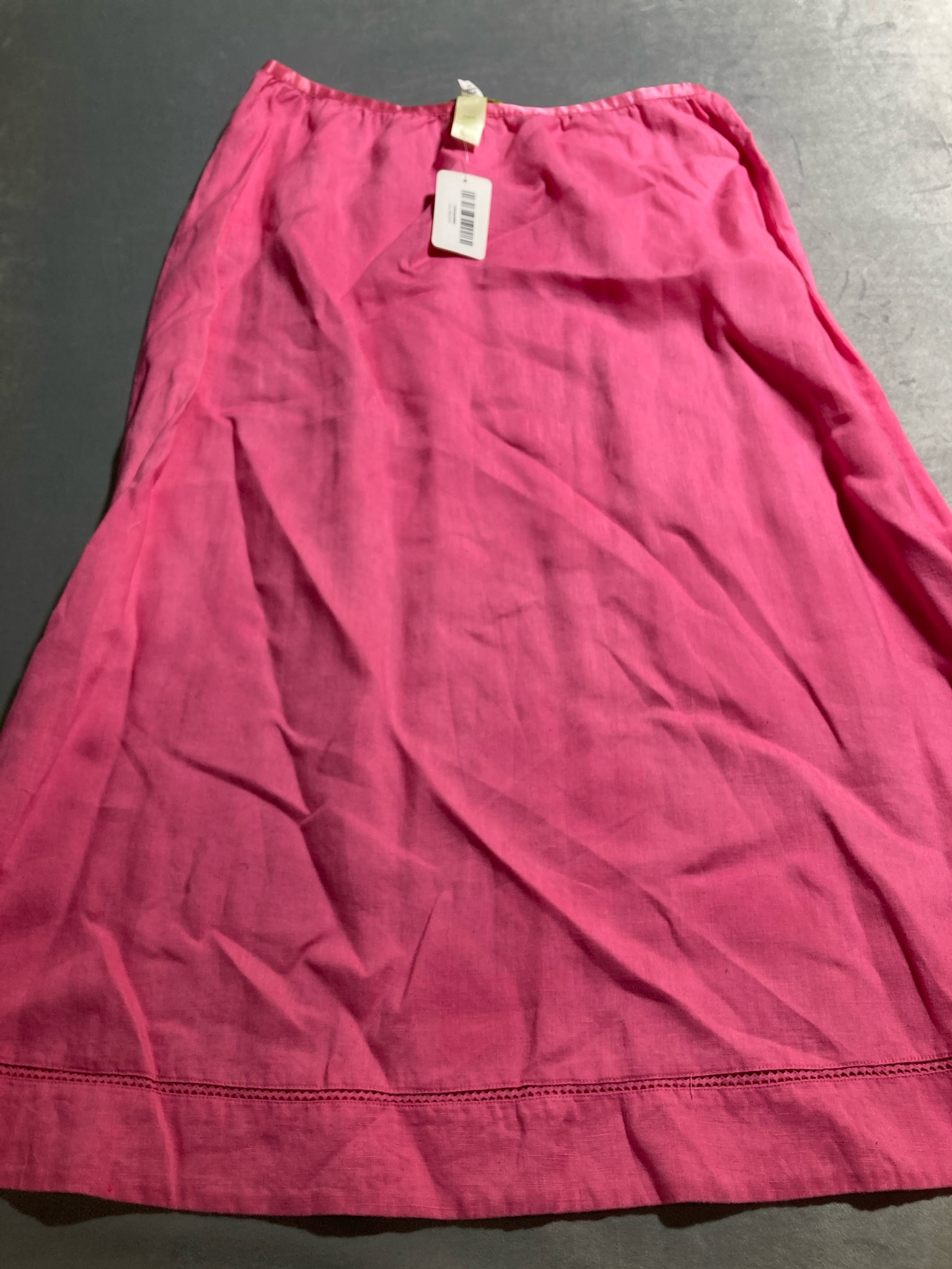 Pink Linen-Blend Skirt
