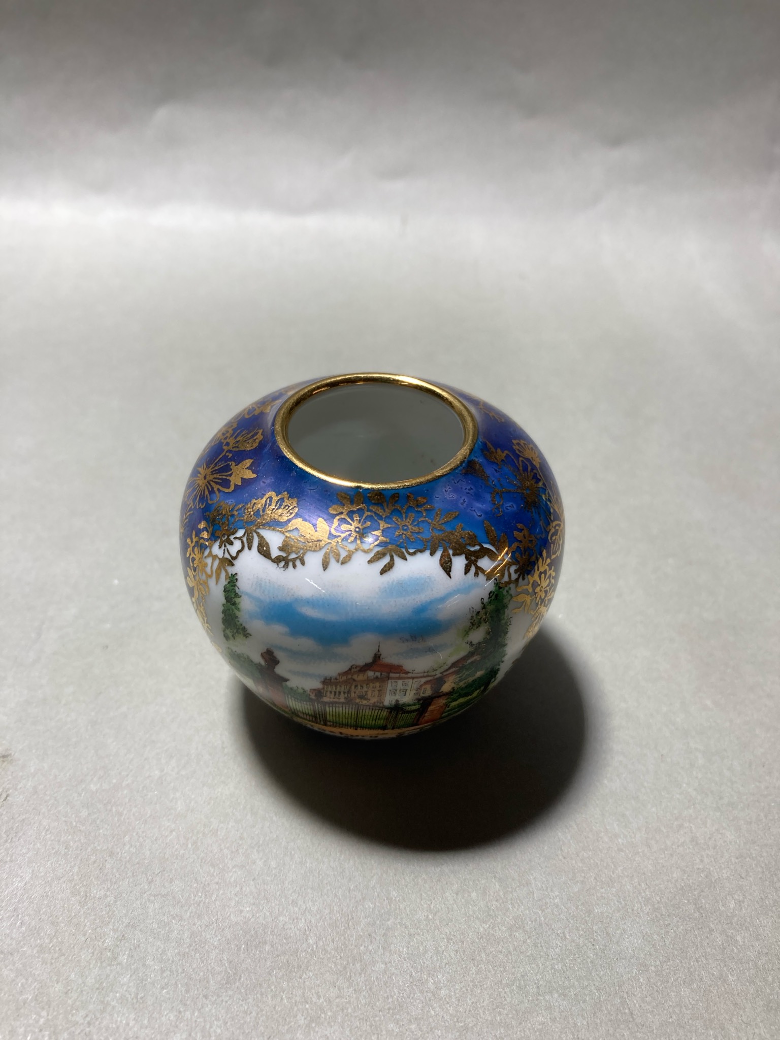 Cobalt Blue Gilded Porcelain Bud Vase