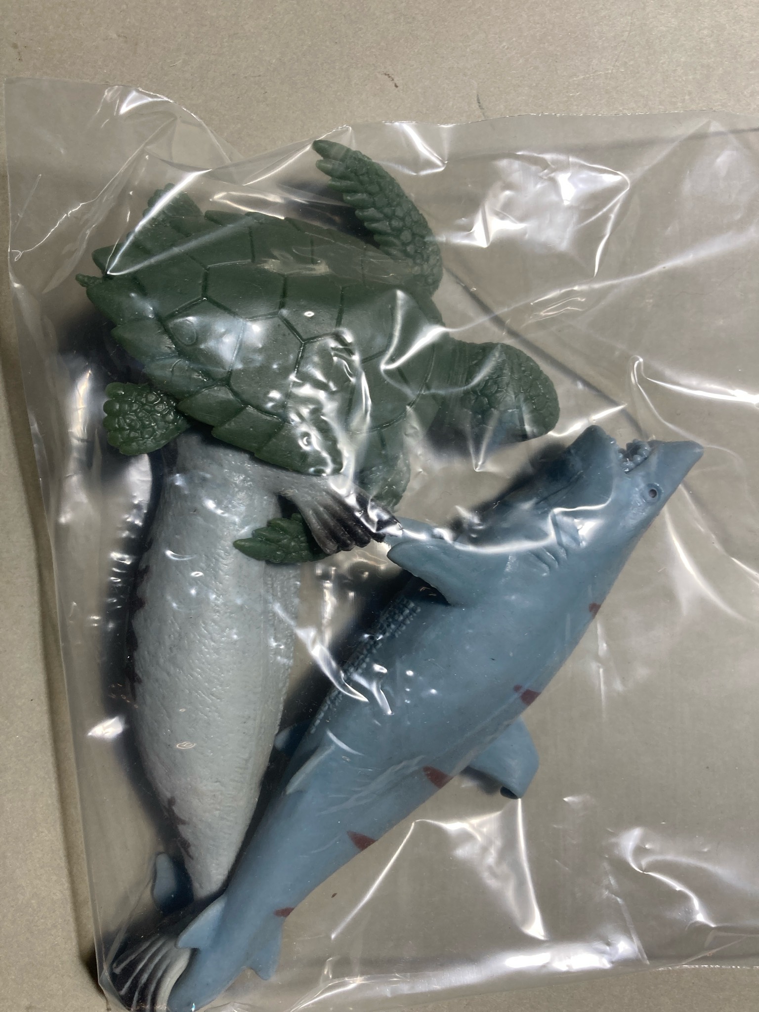 Green Blue Gray Plastic Animal Figurine Set Size Small