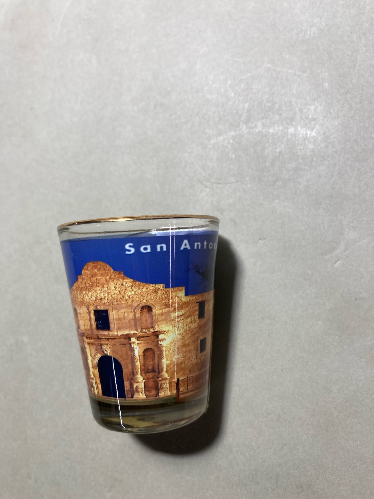 Blue Gold-Rim Shot Glass
