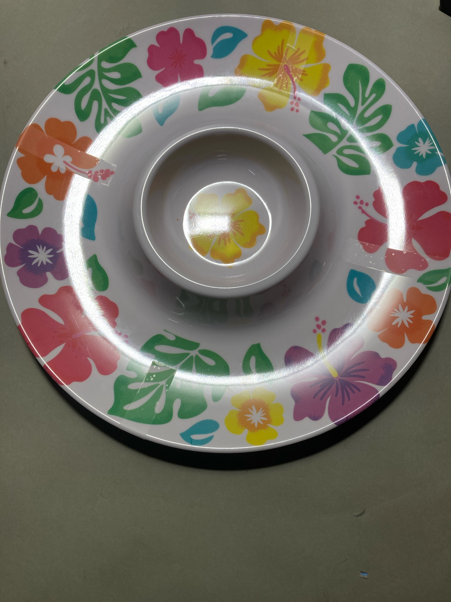 Amscan Melamine Tropical Hibiscus Chip and Dip Tray (2)