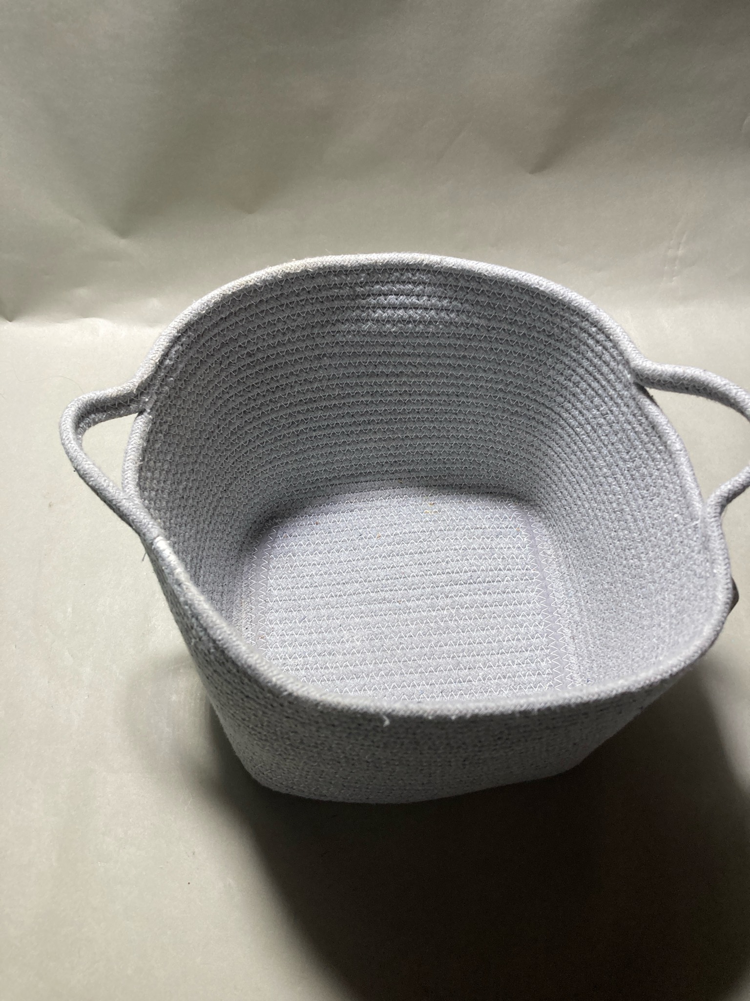 Light Gray Woven Rope Storage Basket