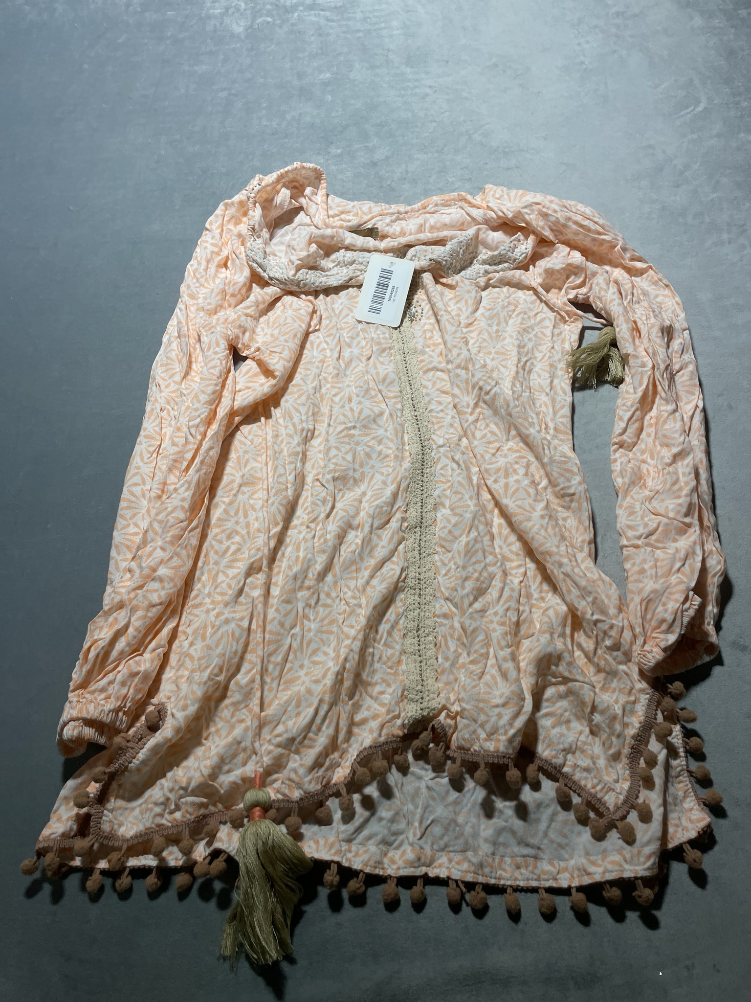 Peach and White Printed Gauze Tunic