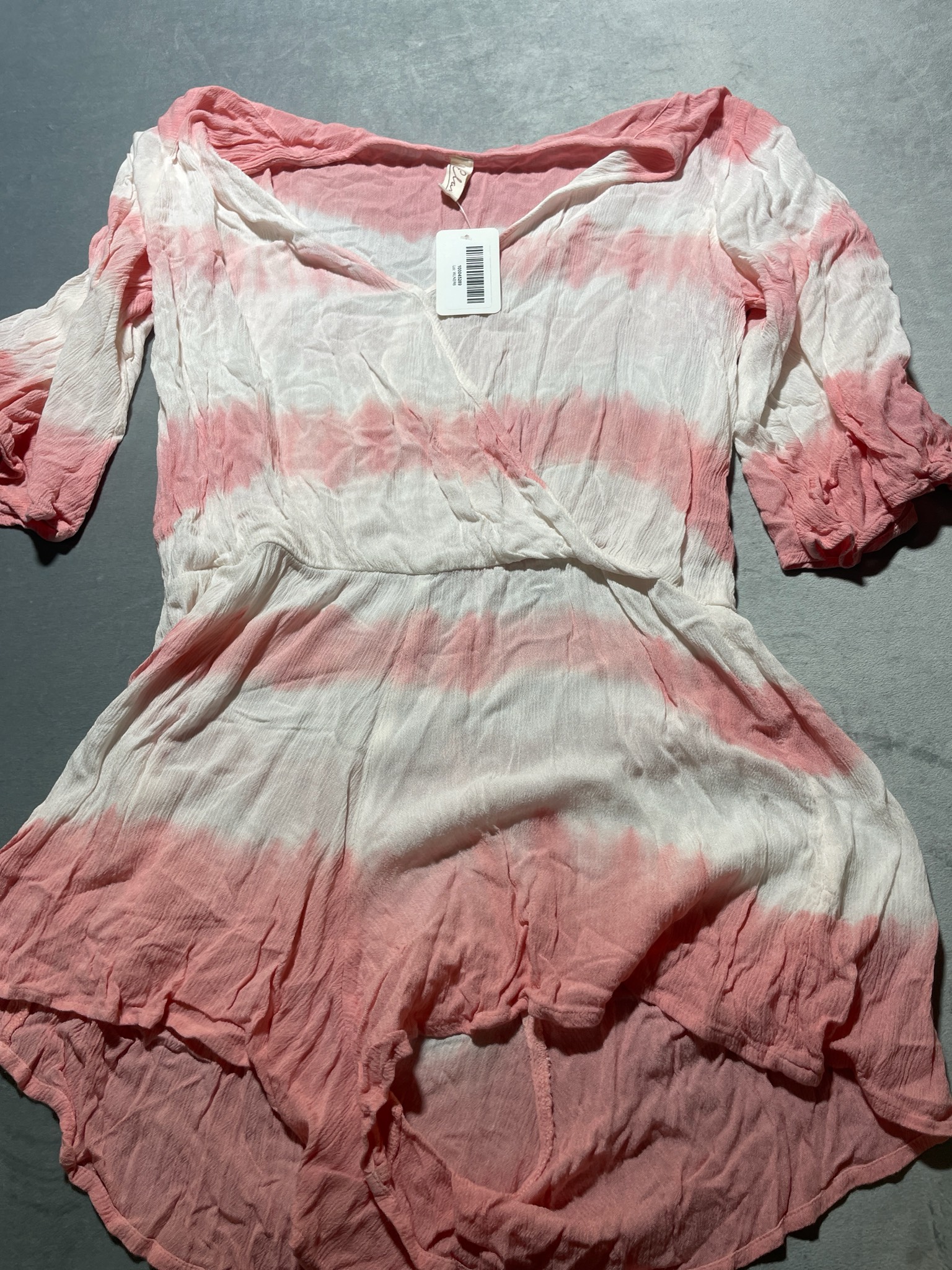 Pink-and-White Tie-Dye Gauze Dress