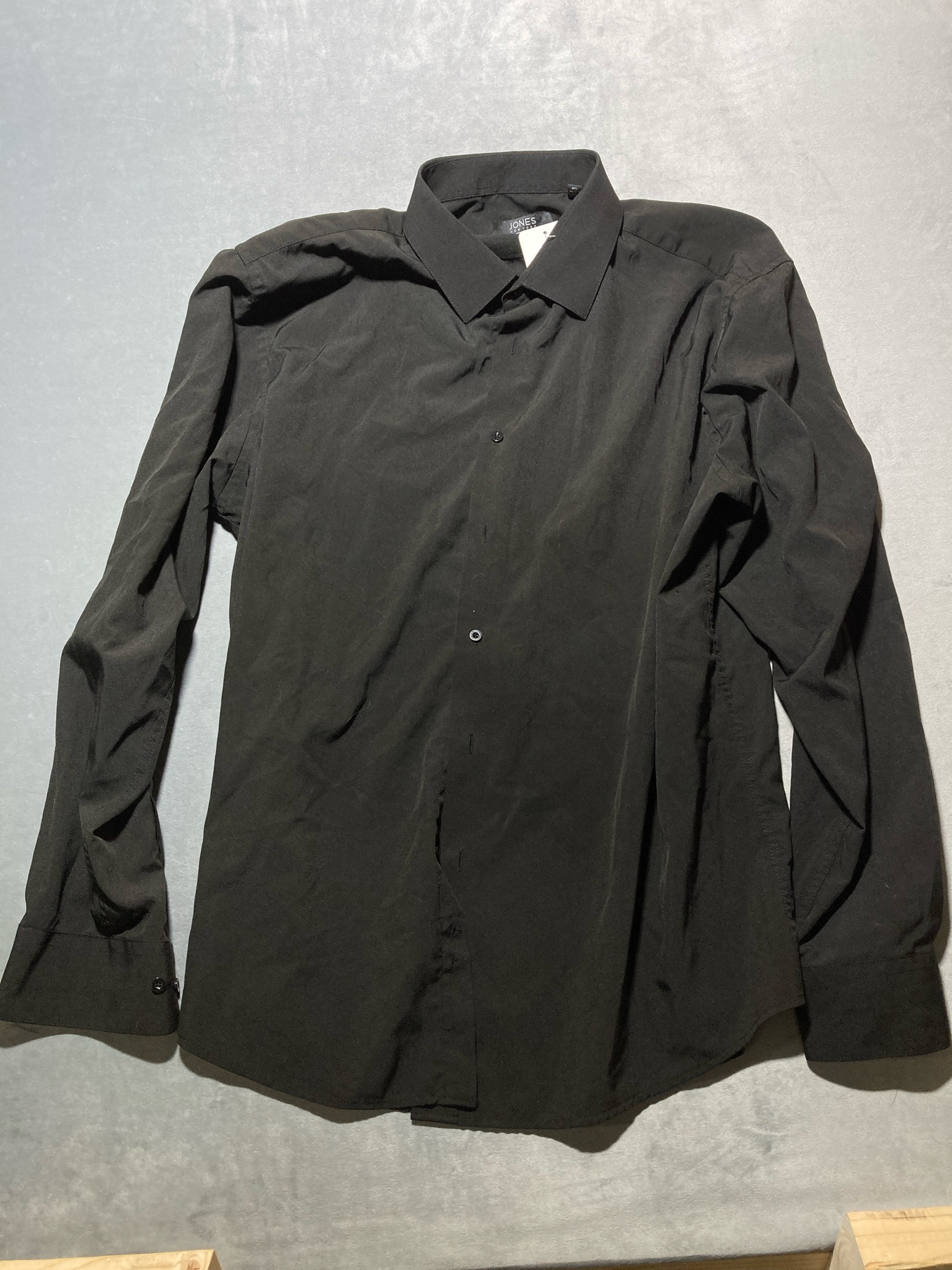Jones New York black polyester blend button up shirt size XL