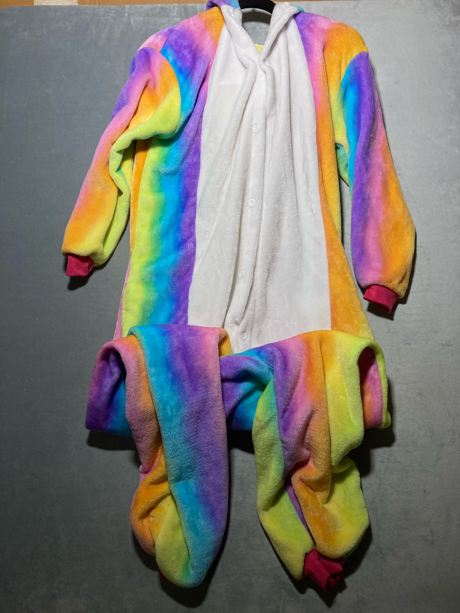 Rainbow Plush Polyester Onesie Size Large