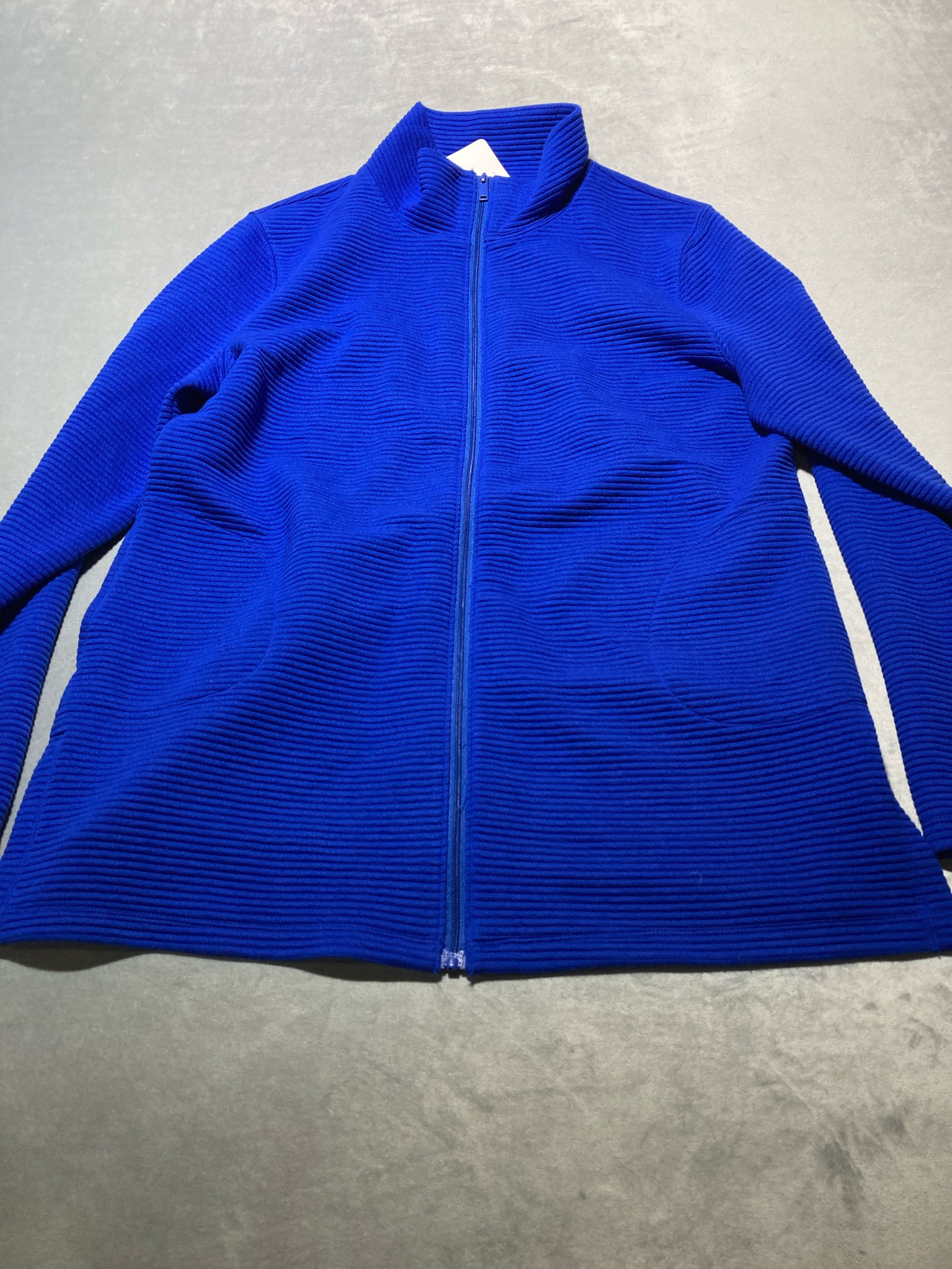 Royal Blue Ribbed Knit Full-Zip Sweater