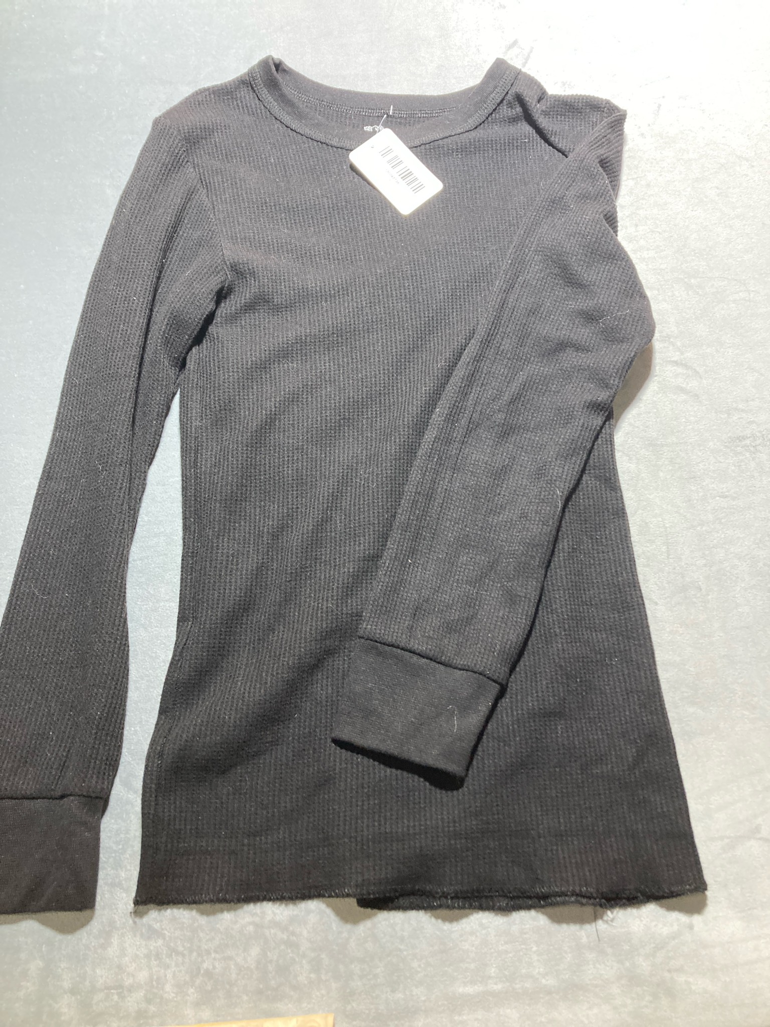 Fruit of the Loom Black Waffle Knit Polyester-Cotton Thermal Top Size M