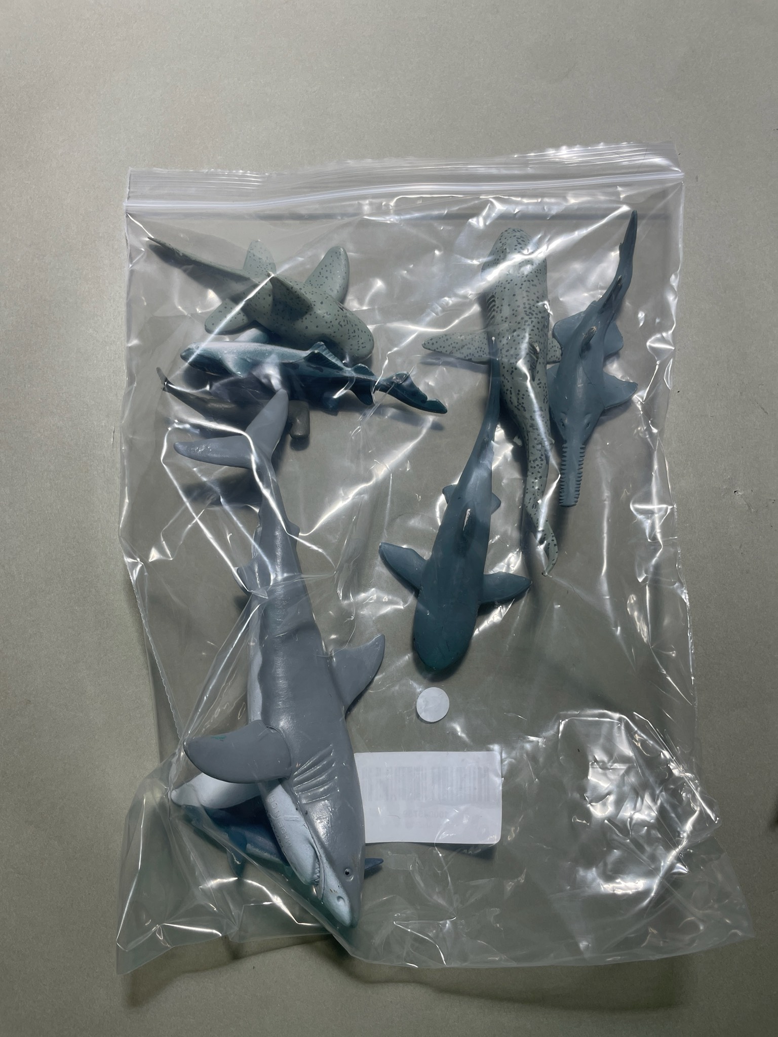 Grey Plastic Shark Figurine Set Size Small