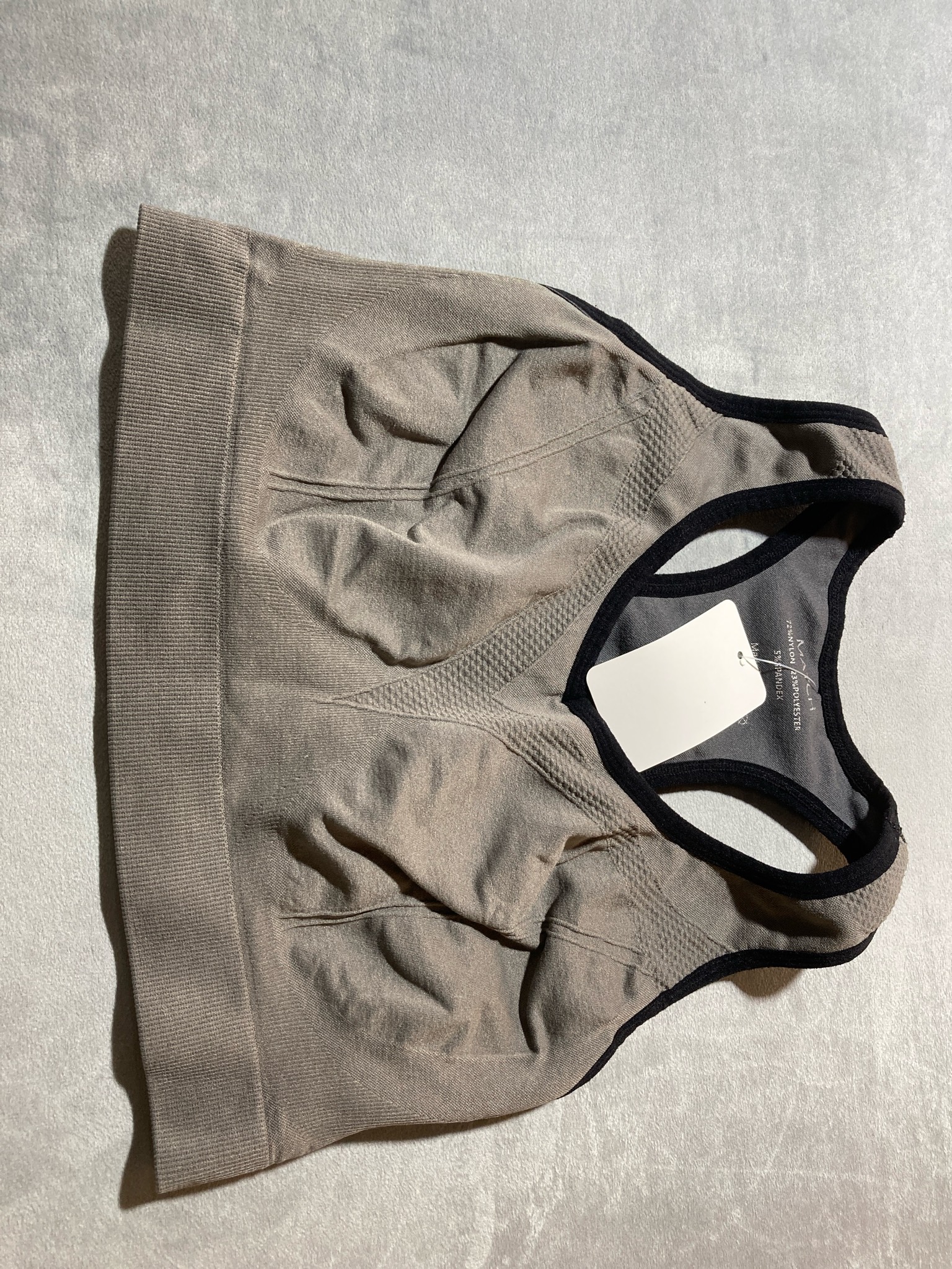 MATCHI Taupe Nylon Blend Sports Bra Size L