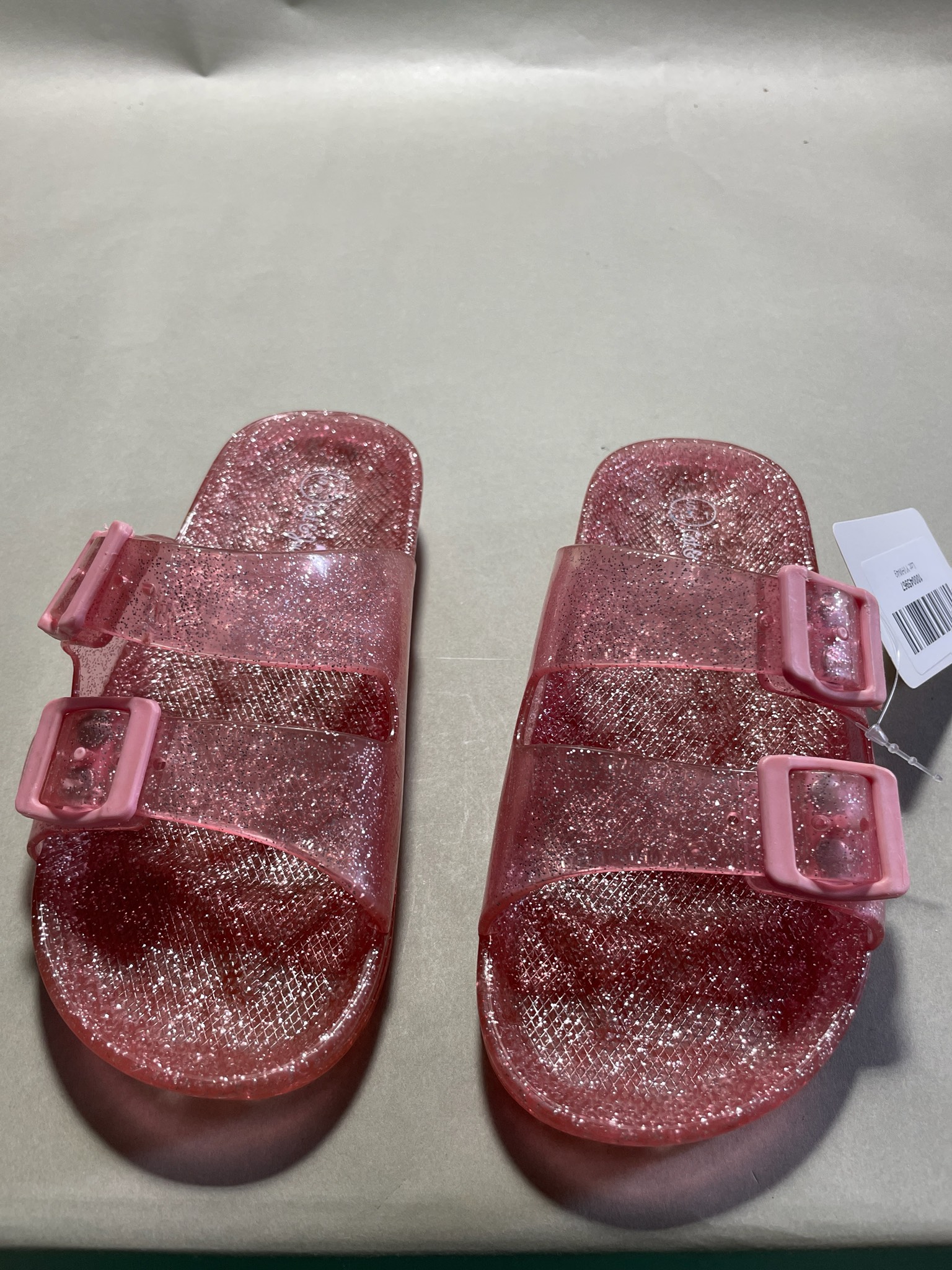 Cat & Jack Pink Glitter Jelly Slide Sandals size small