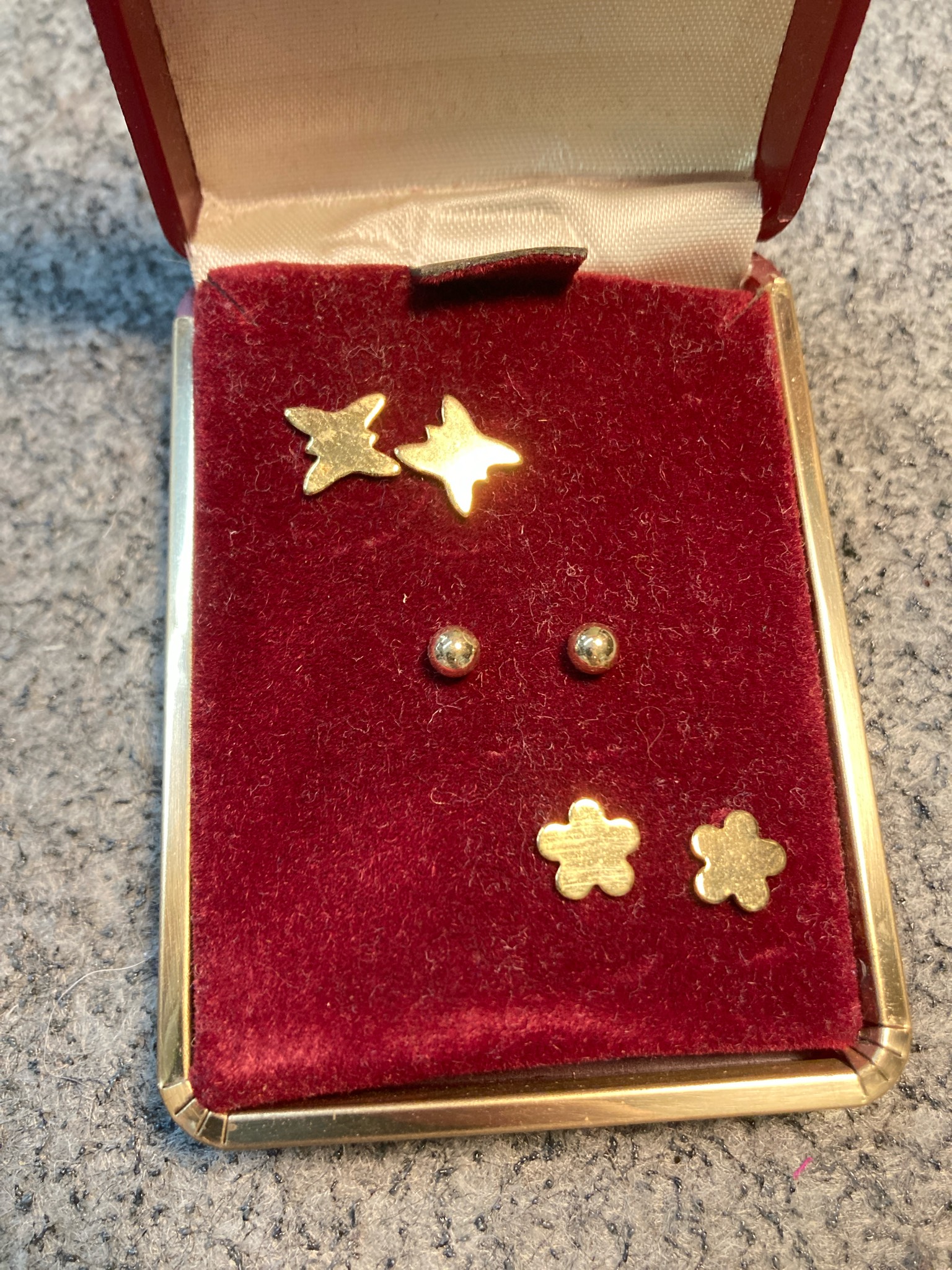 Vintage Gold Tone 3-Pair Stud Earring Set