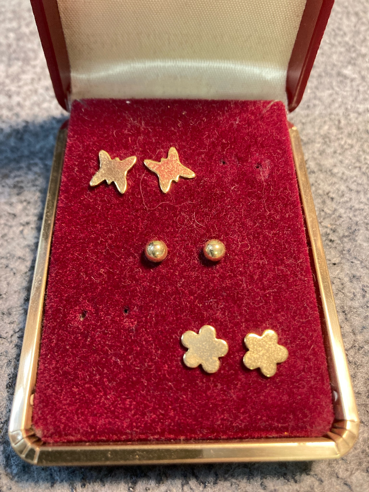 Vintage Gold Tone Mixed Stud Earring Set