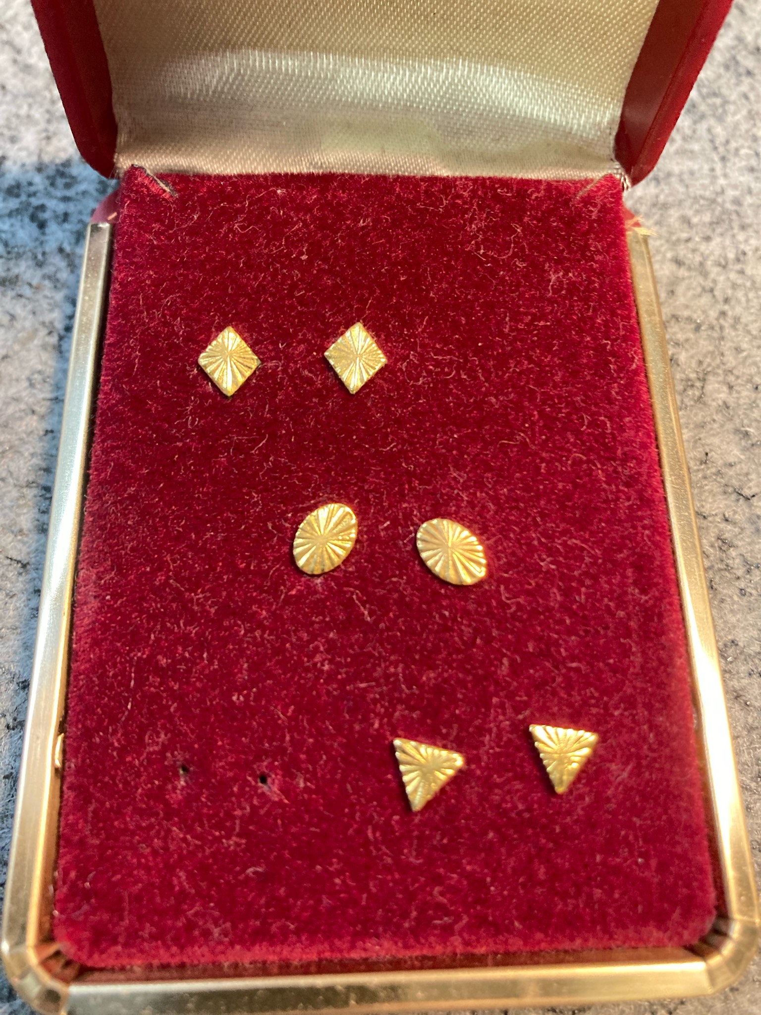 Vintage Gold Tone Geometric Stud Earring Set