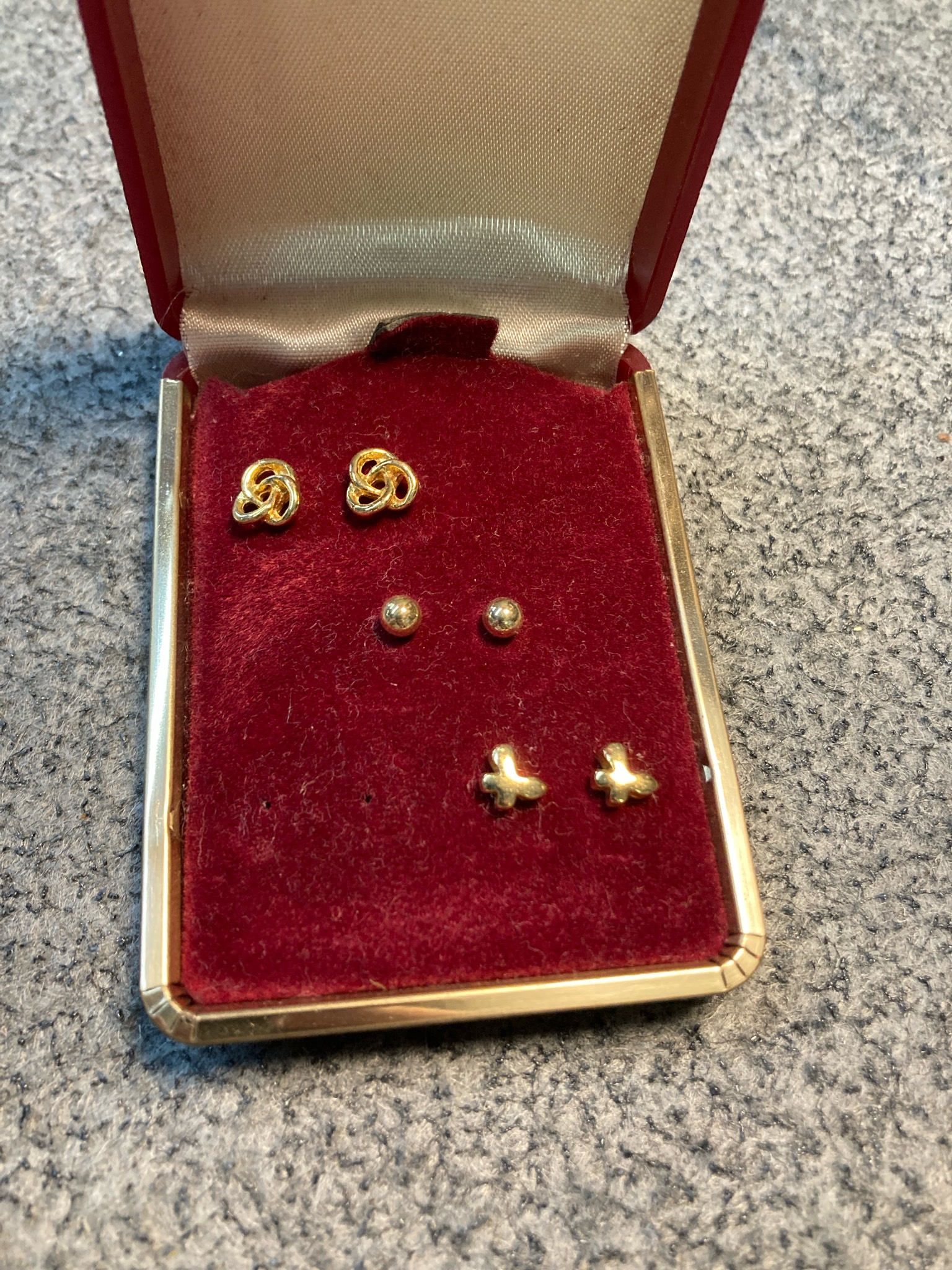 Vintage Gold Tone 3-Pair Stud Earrings