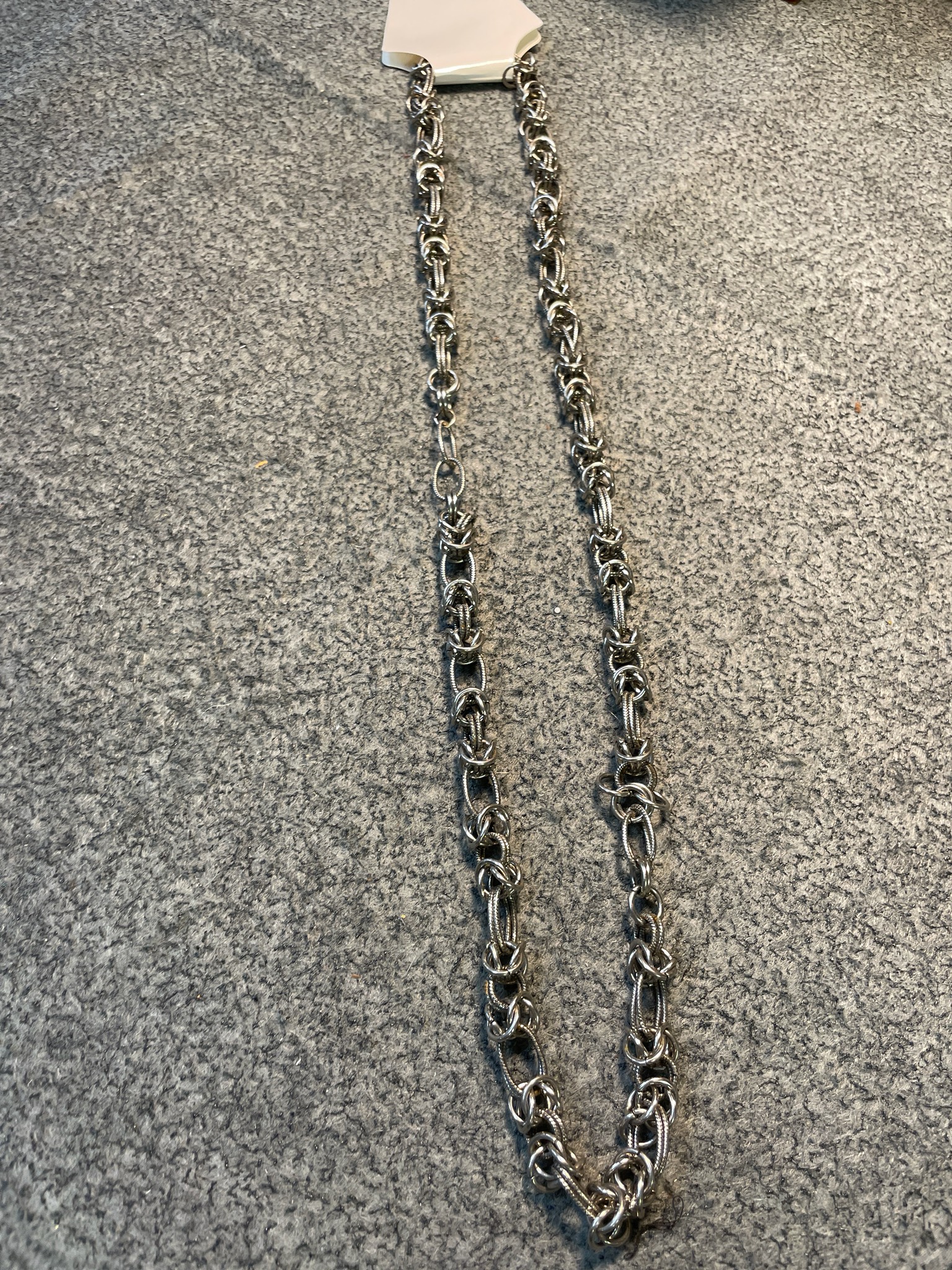 Silver Tone Textured Chain Necklace