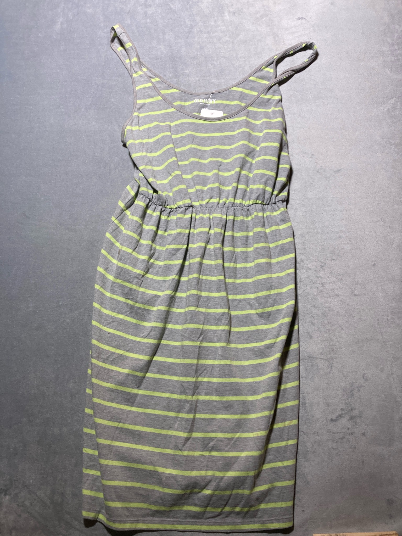 Old Navy Grey Lime-Striped Cotton-Polyester Tank Dress Size Large