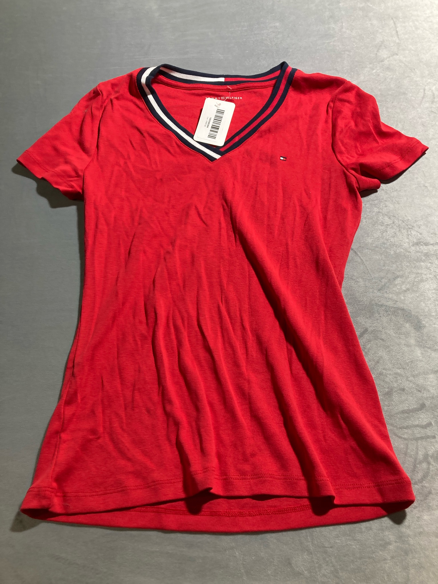Tommy Hilfiger Red Cotton-Blend V-Neck T-Shirt