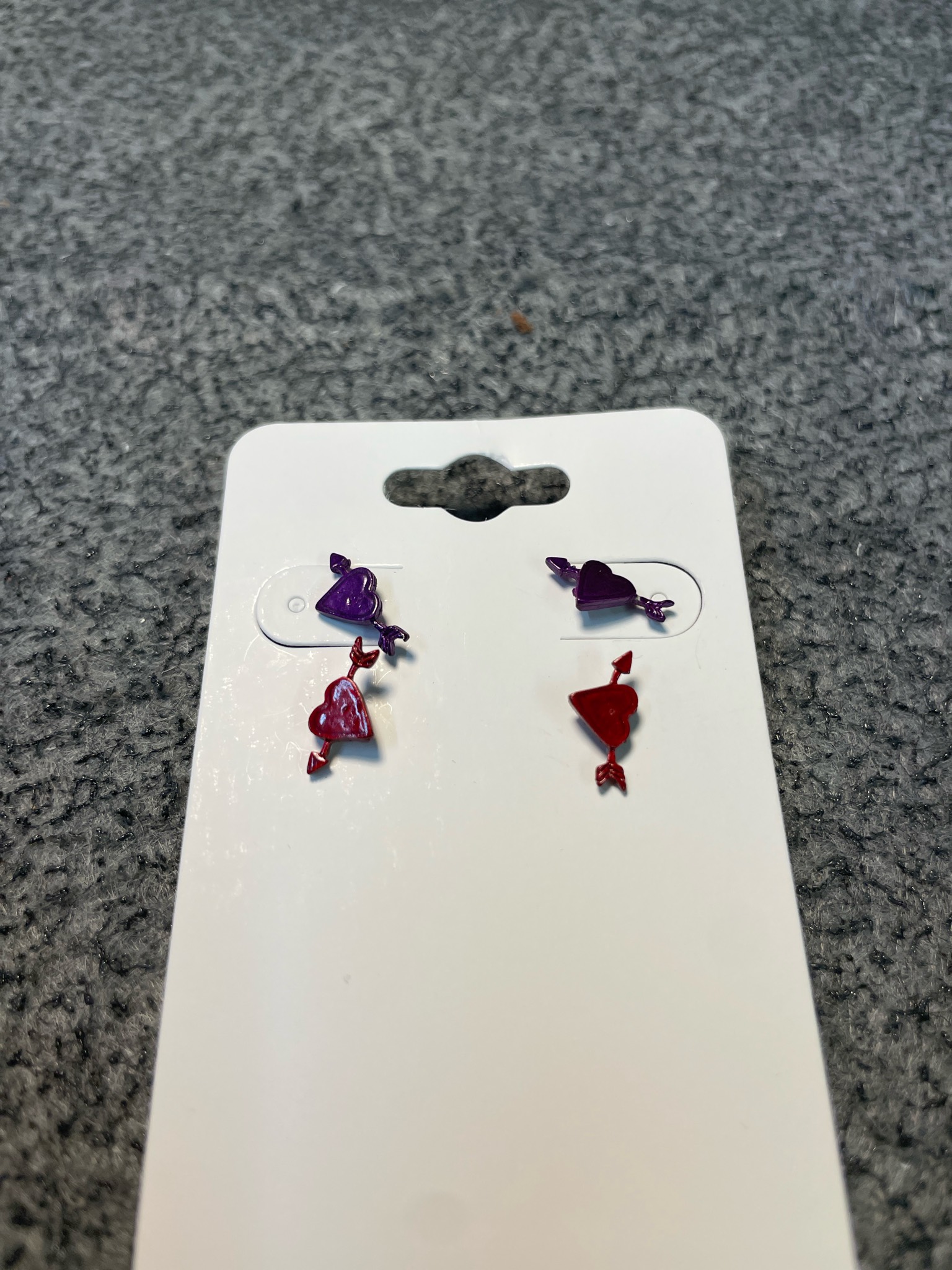 Red and Purple Heart Stud Earrings