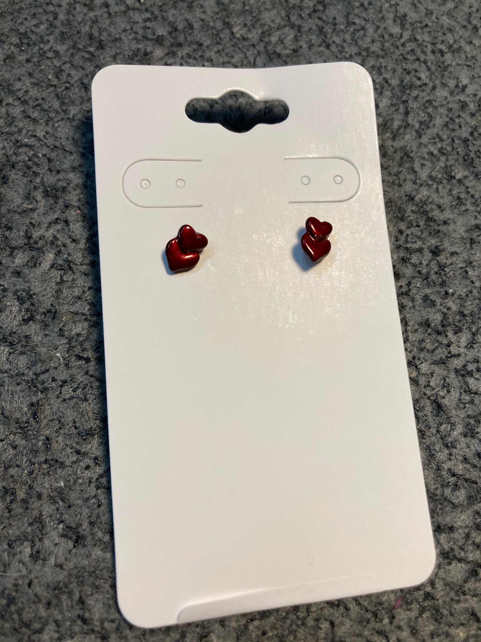 Red Double Heart Stud Earrings