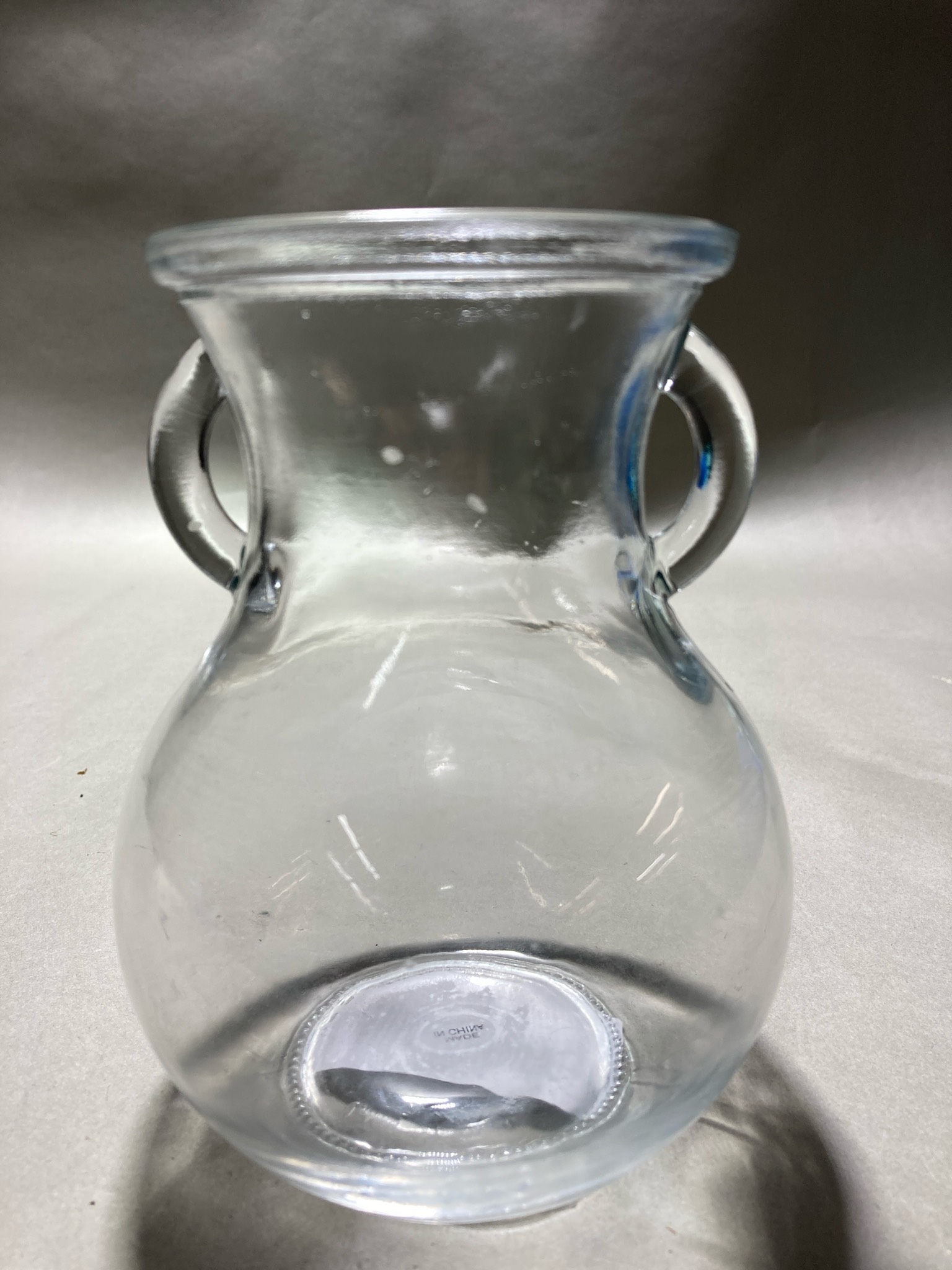 Clear Two-Handle Glass Vase