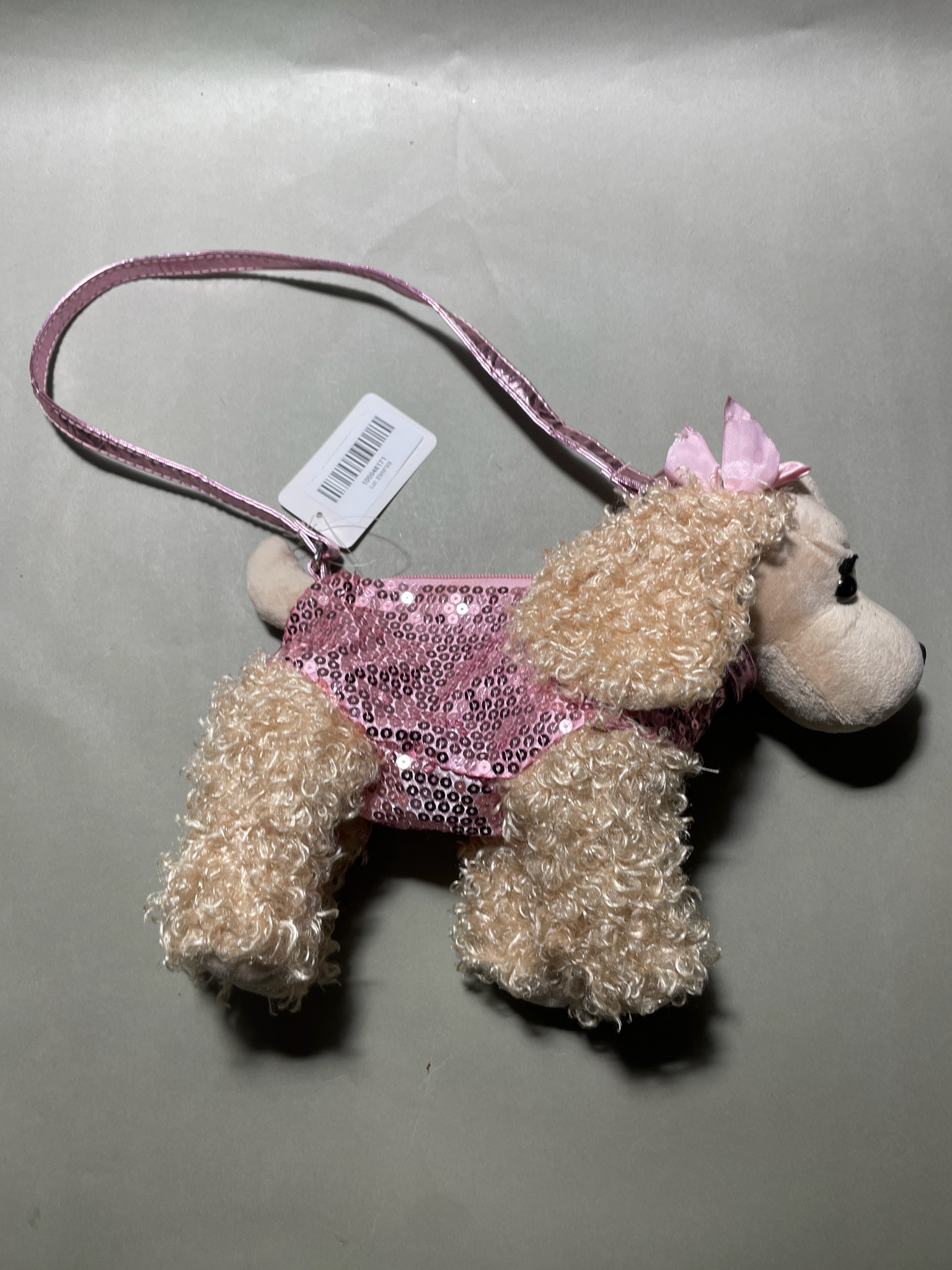 Pink Sequin Plush Dog Purse
